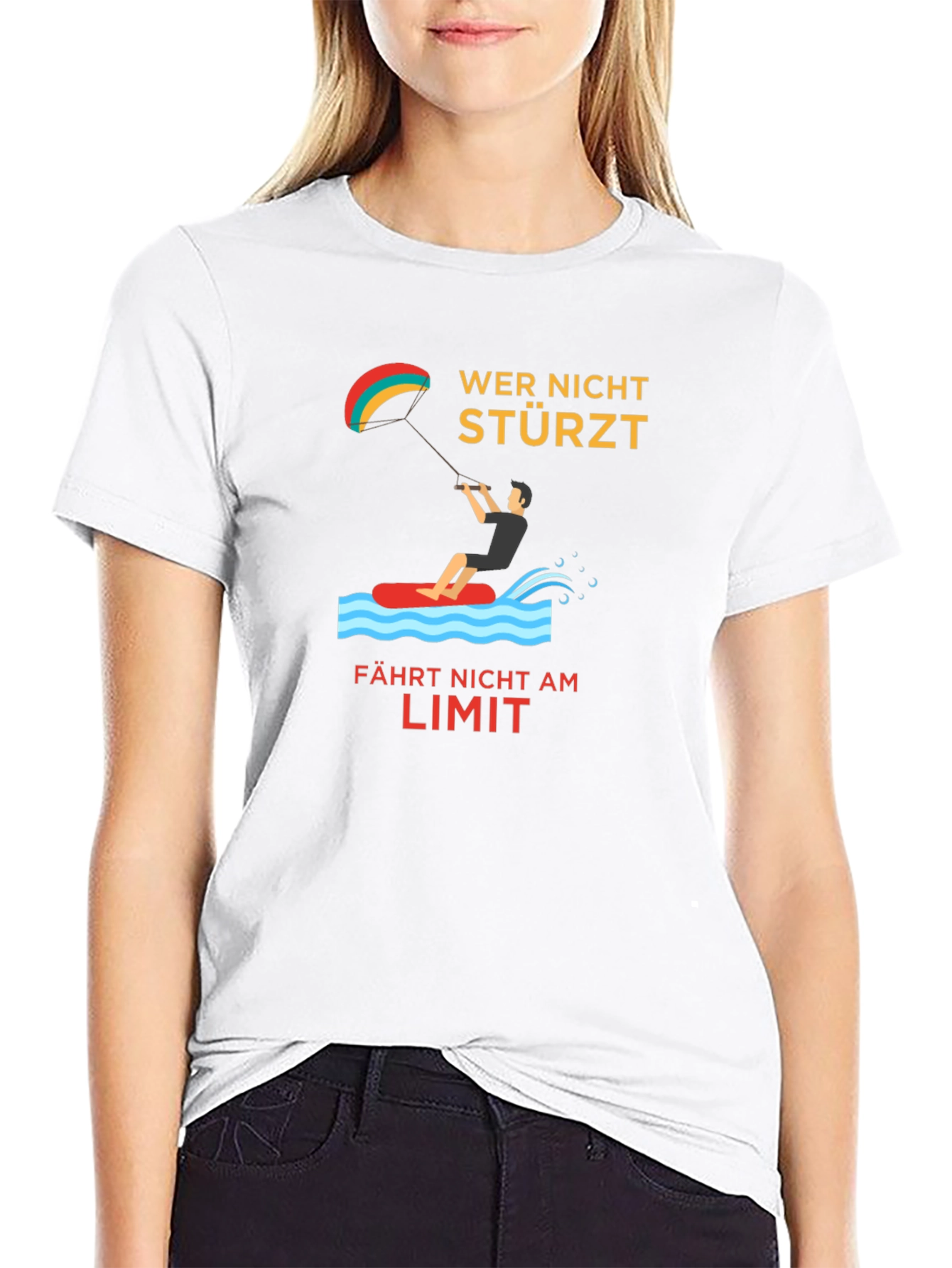 Kitesurfing Tee -  Wer Nicht Stürzt Design