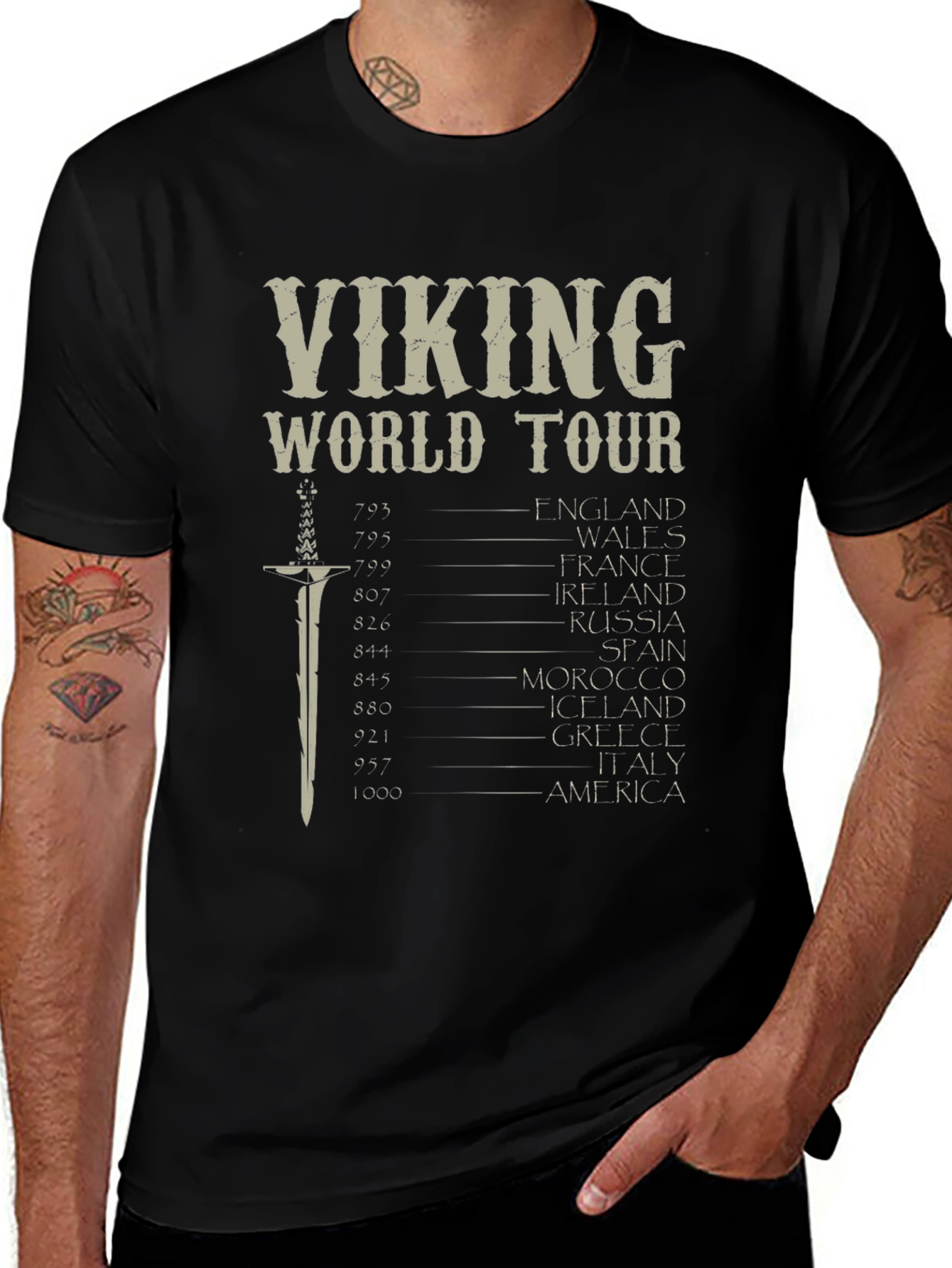 Viking World Tour Graphic T-Shirt - Black
