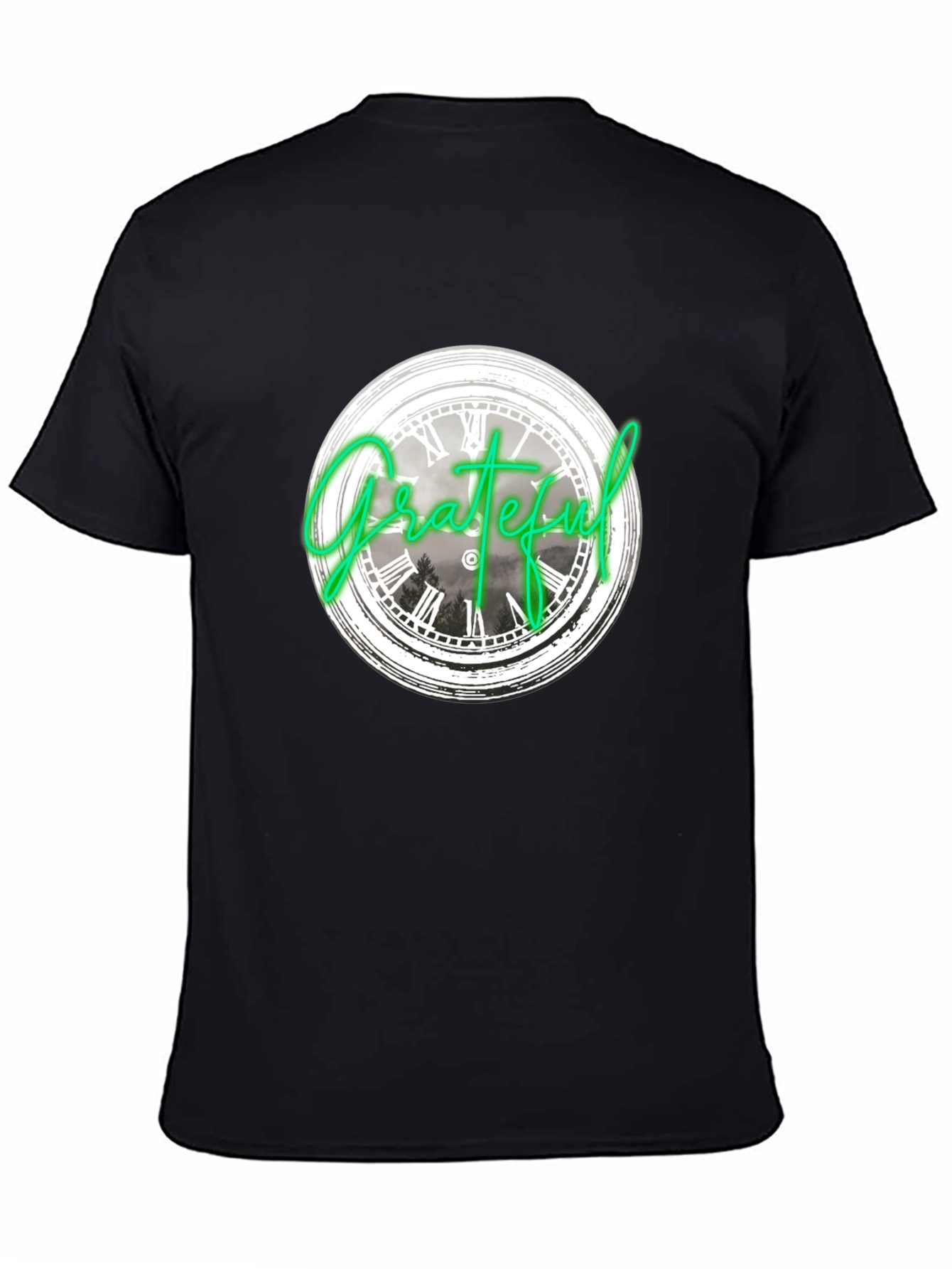 Grateful Clock Graphic Tee - Casual Black T-Shirt