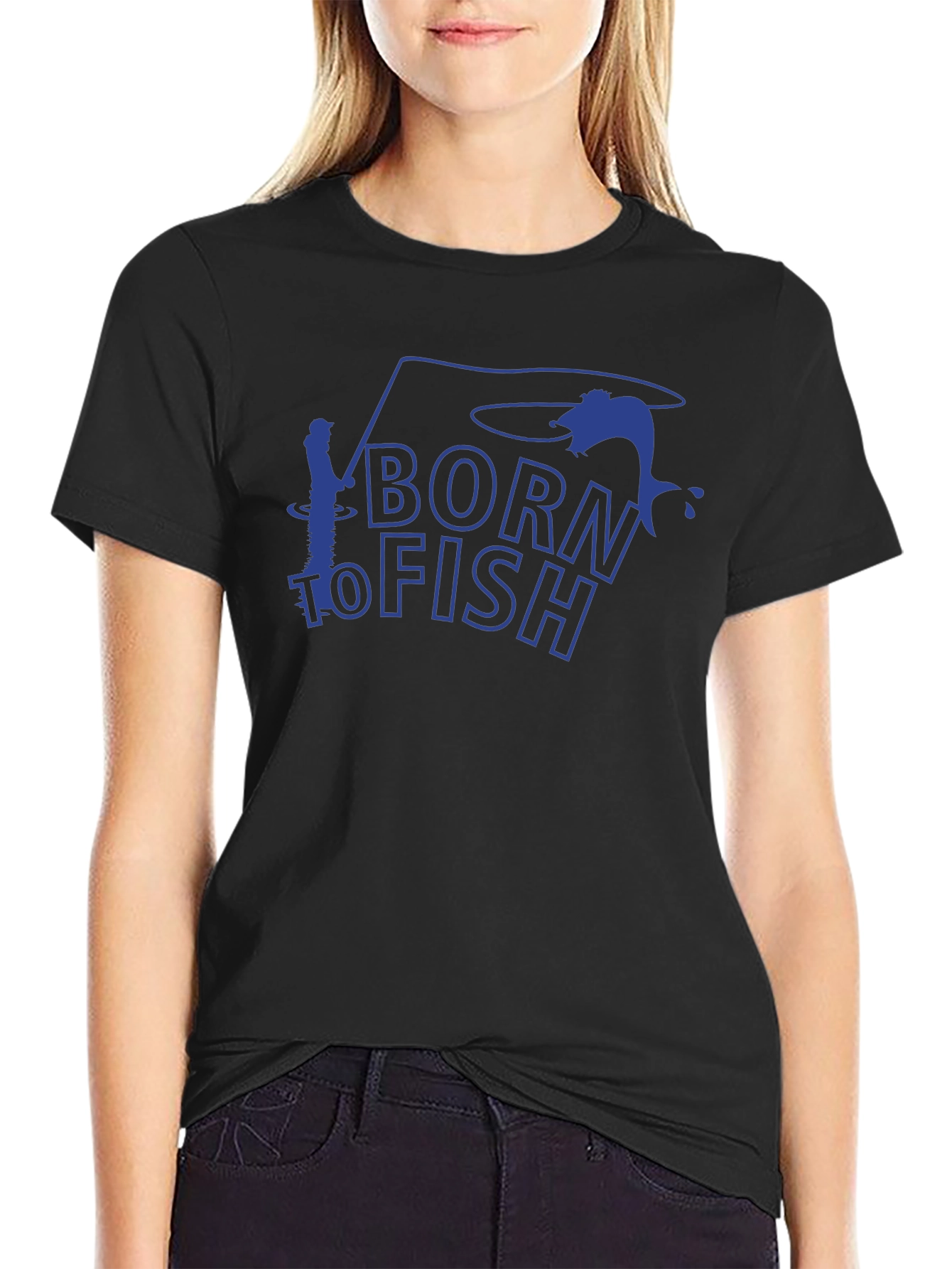 Born to Fish Black Graphic T-Shirt