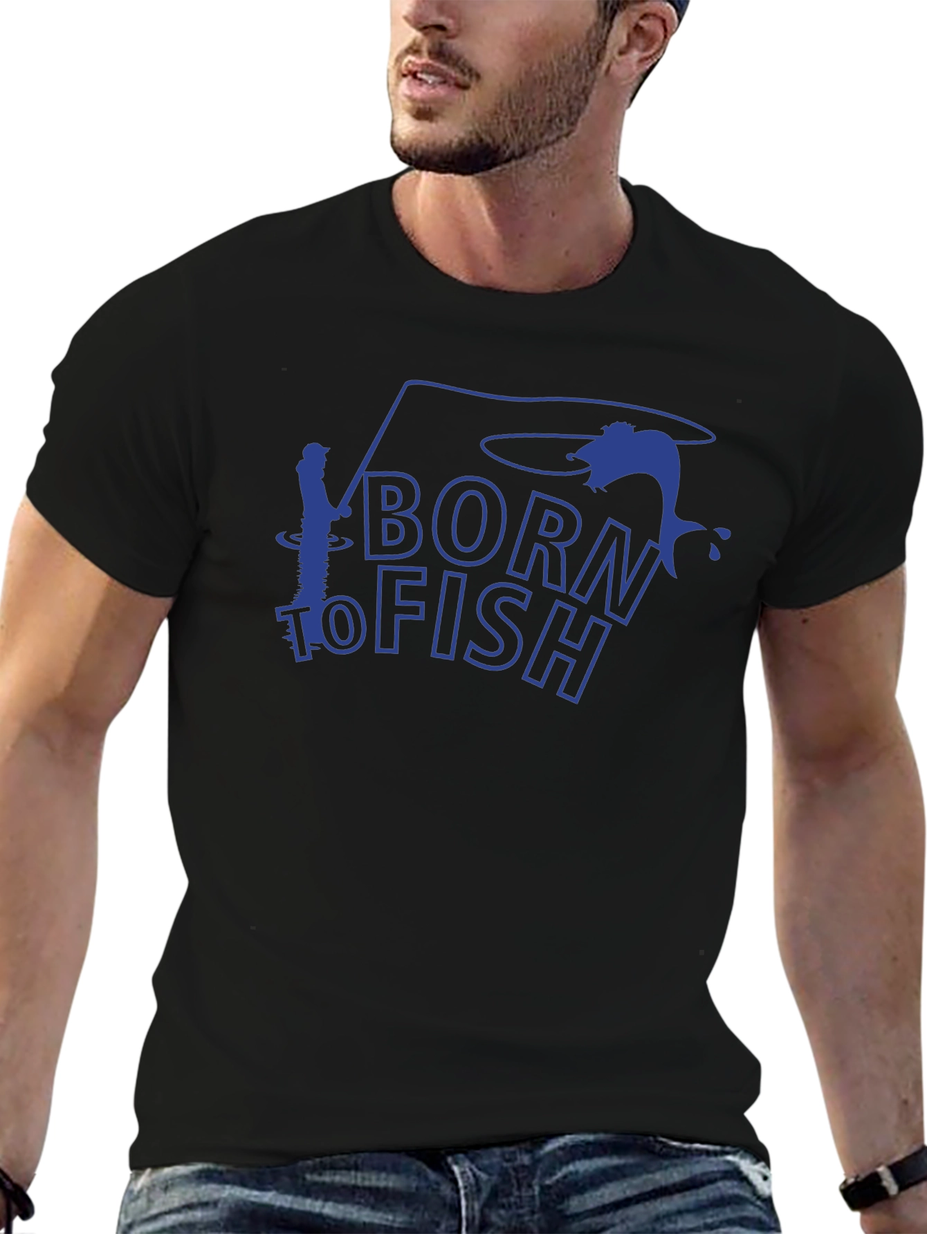 Born to Fish Black Graphic T-Shirt