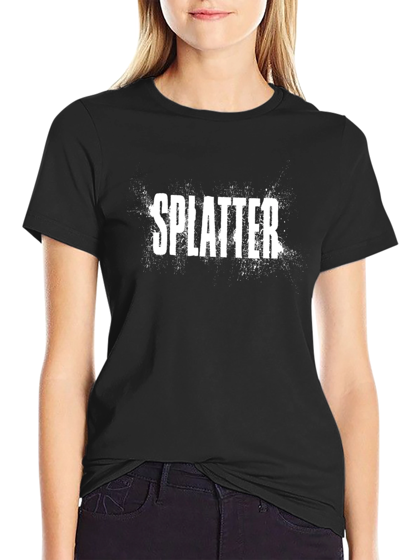 Splatter Print Black T-Shirt - Casual Style