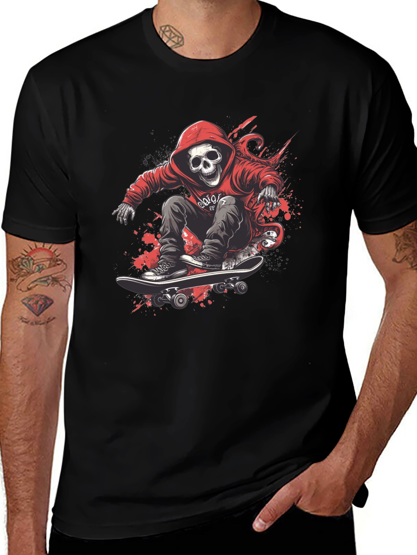 Skull Skateboarder Graphic Tee - Street Style T-Shirt