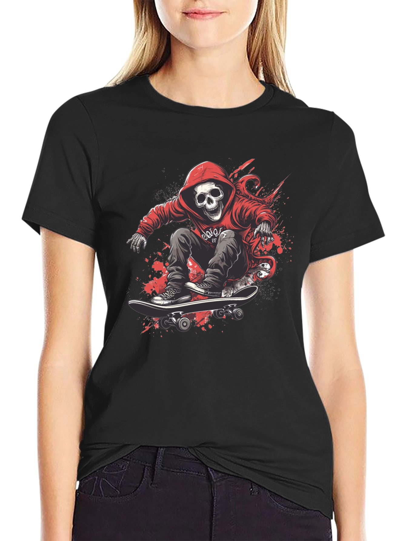 Skull Skateboarder Graphic Tee - Street Style T-Shirt