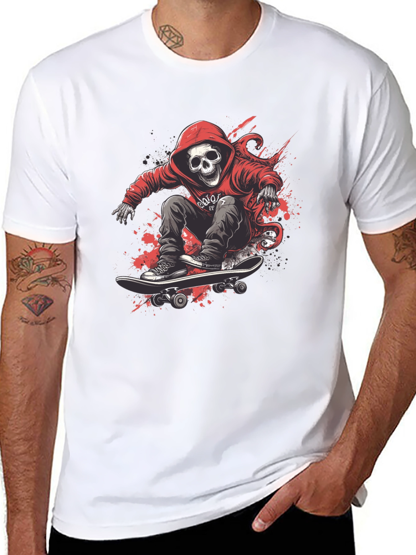 Skull Skateboarder Graphic Tee - Street Style T-Shirt