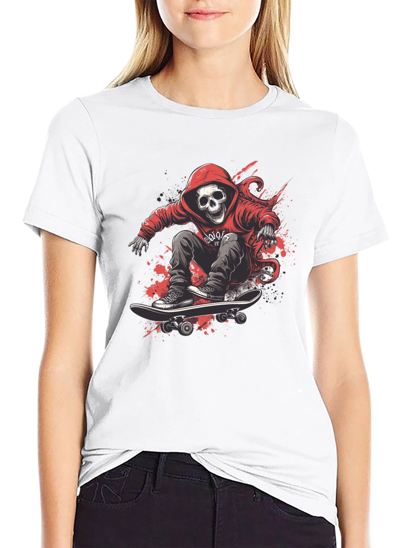 Skull Skateboarder Graphic Tee - Street Style T-Shirt