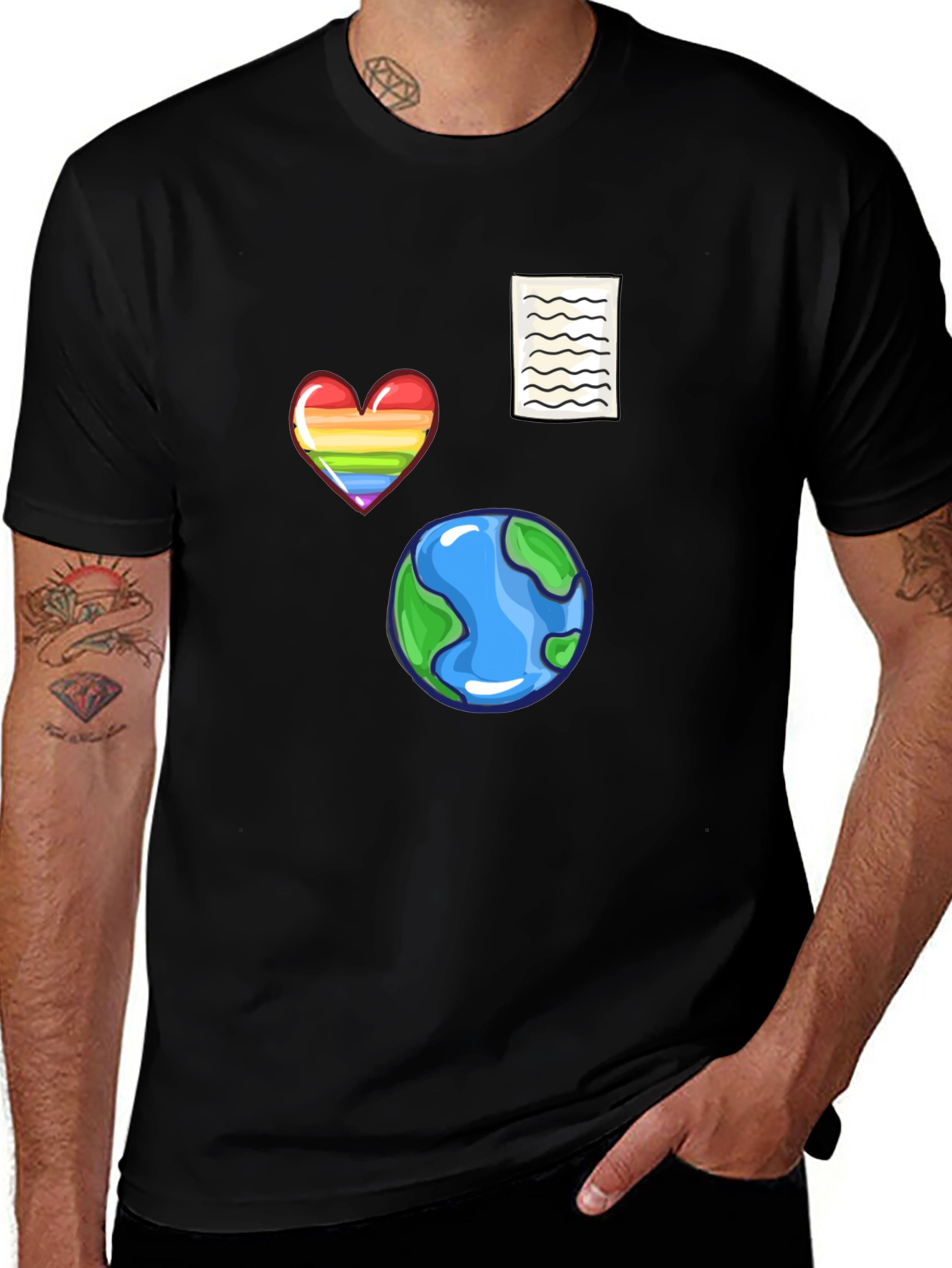 Novelty Print Black T-Shirt