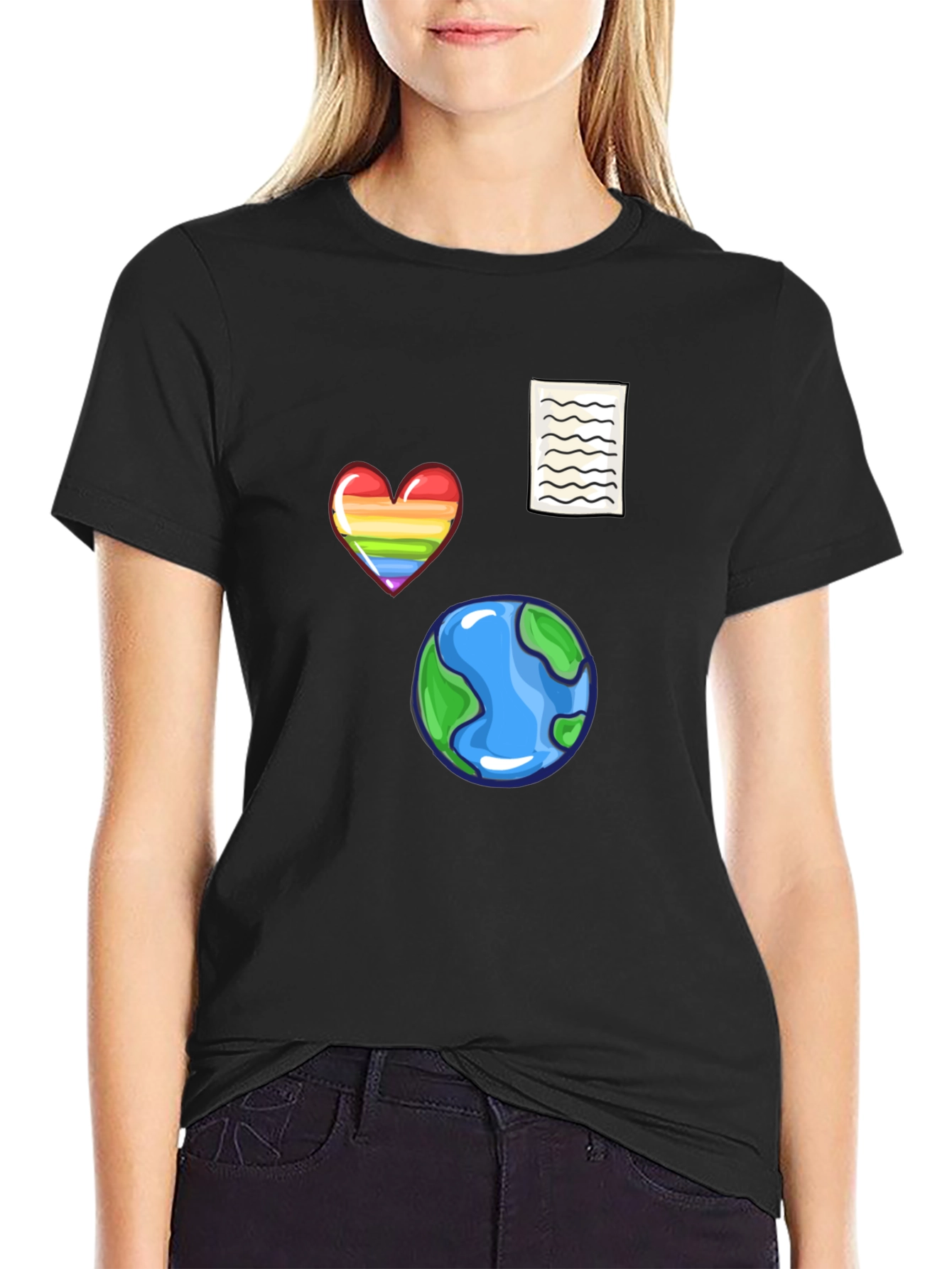 Novelty Print Black T-Shirt