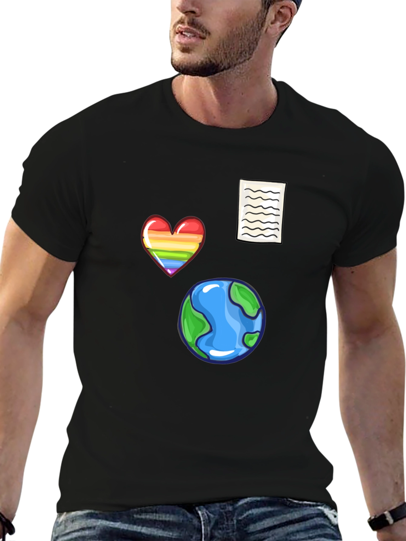 Novelty Print Black T-Shirt
