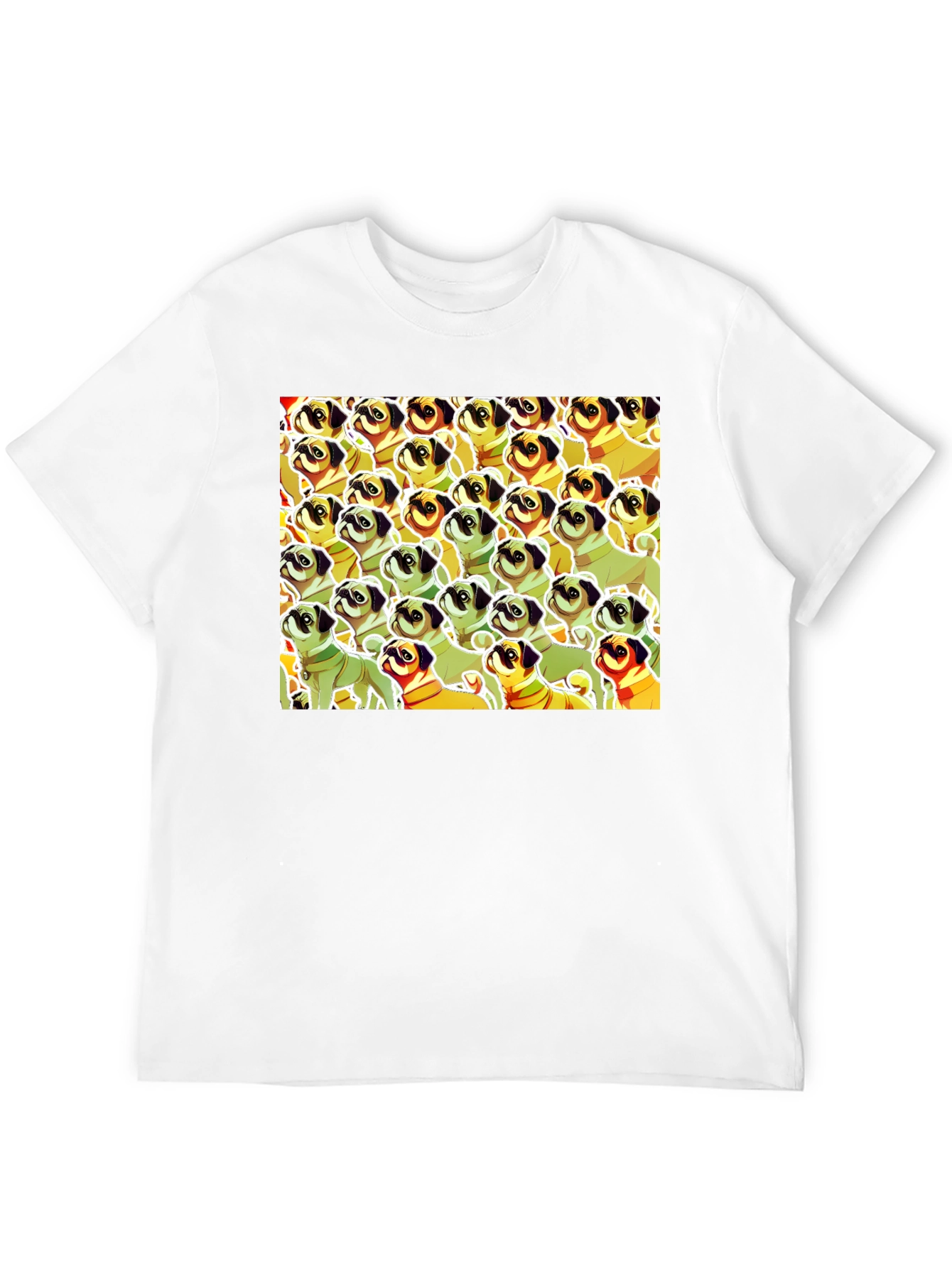 Pug Pattern Graphic T-Shirt - Unique Dog Lover Tee