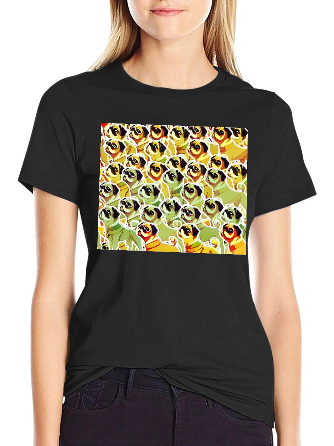Pug Pattern Graphic T-Shirt - Unique Dog Lover Tee