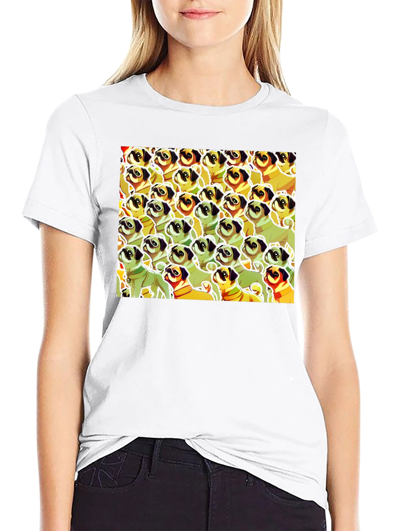 Pug Pattern Graphic T-Shirt - Unique Dog Lover Tee