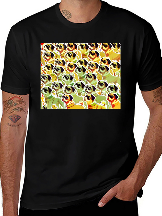 Pug Pattern Graphic T-Shirt - Unique Dog Lover Tee