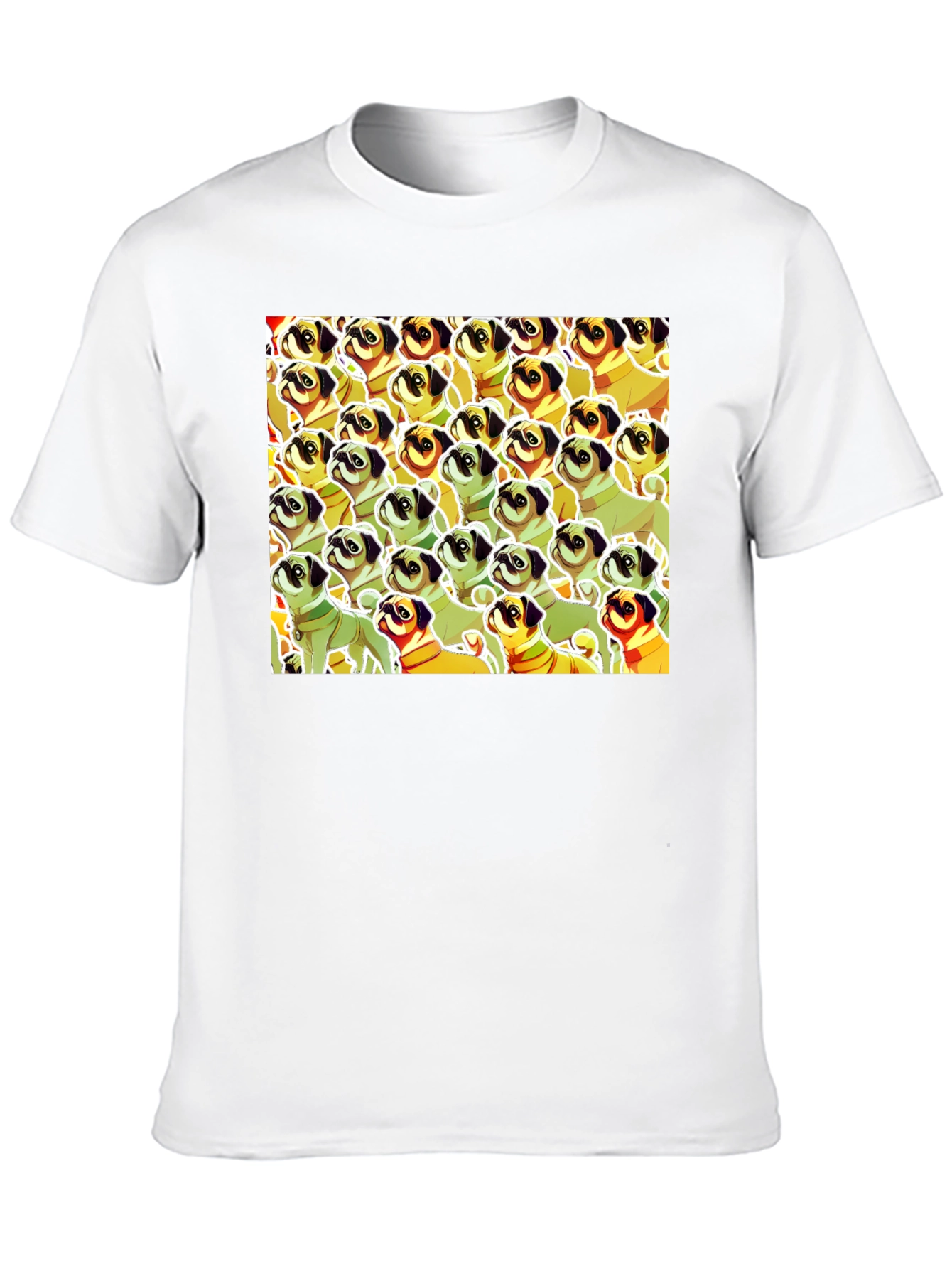 Pug Pattern Graphic T-Shirt - Unique Dog Lover Tee