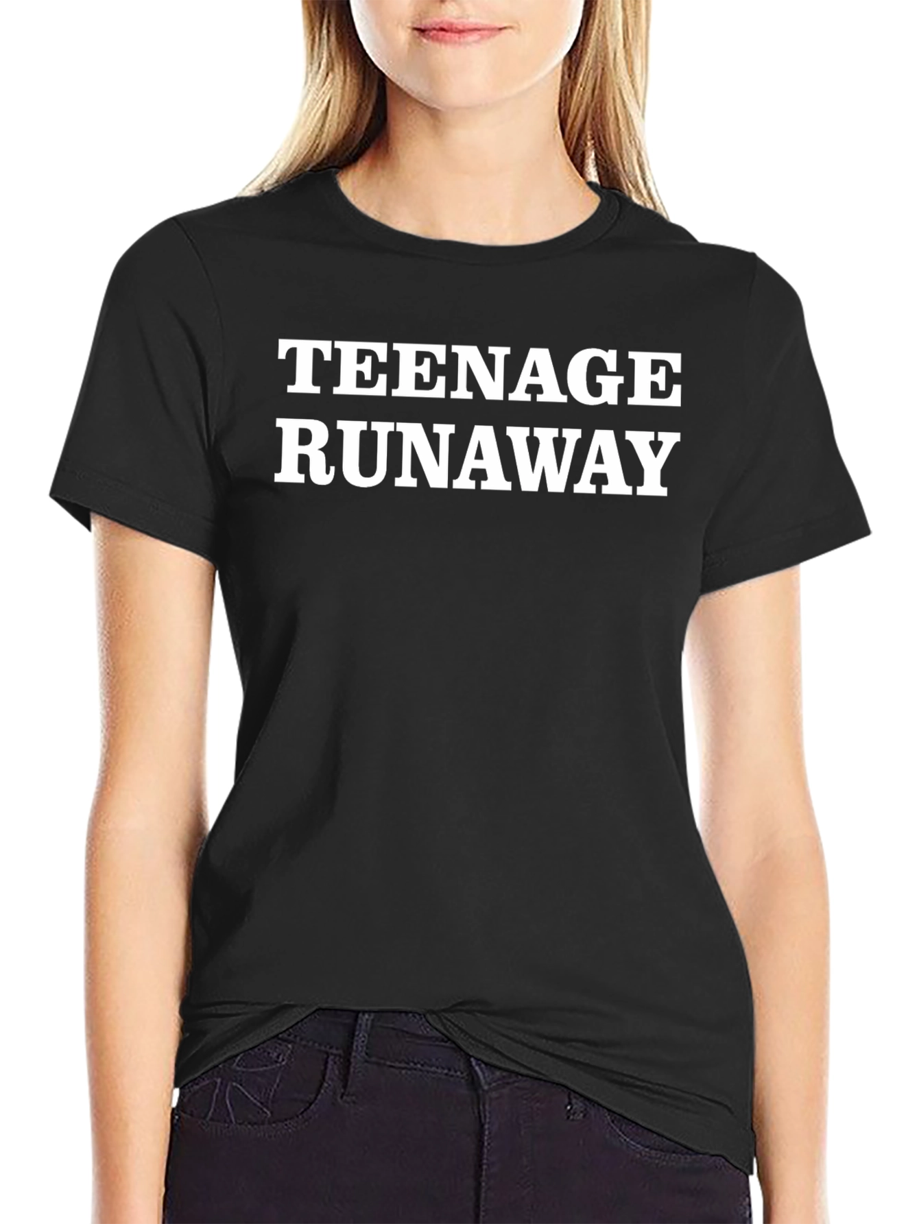 Teenage Runaway Graphic Tee - Black Cotton T-Shirt