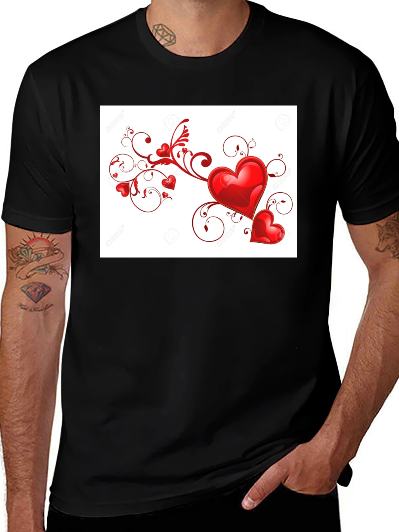 Heart Swirl Black T-Shirt