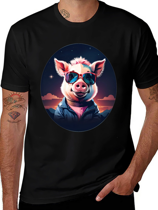Cool Pig Graphic Tee - Stylish Unisex Black T-Shirt
