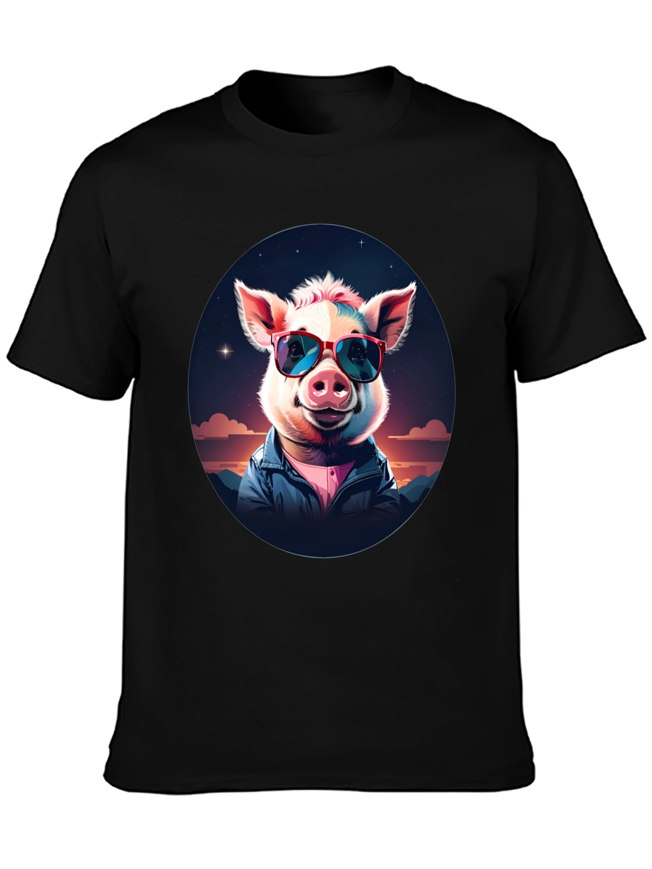 Cool Pig Graphic Tee - Stylish Unisex Black T-Shirt