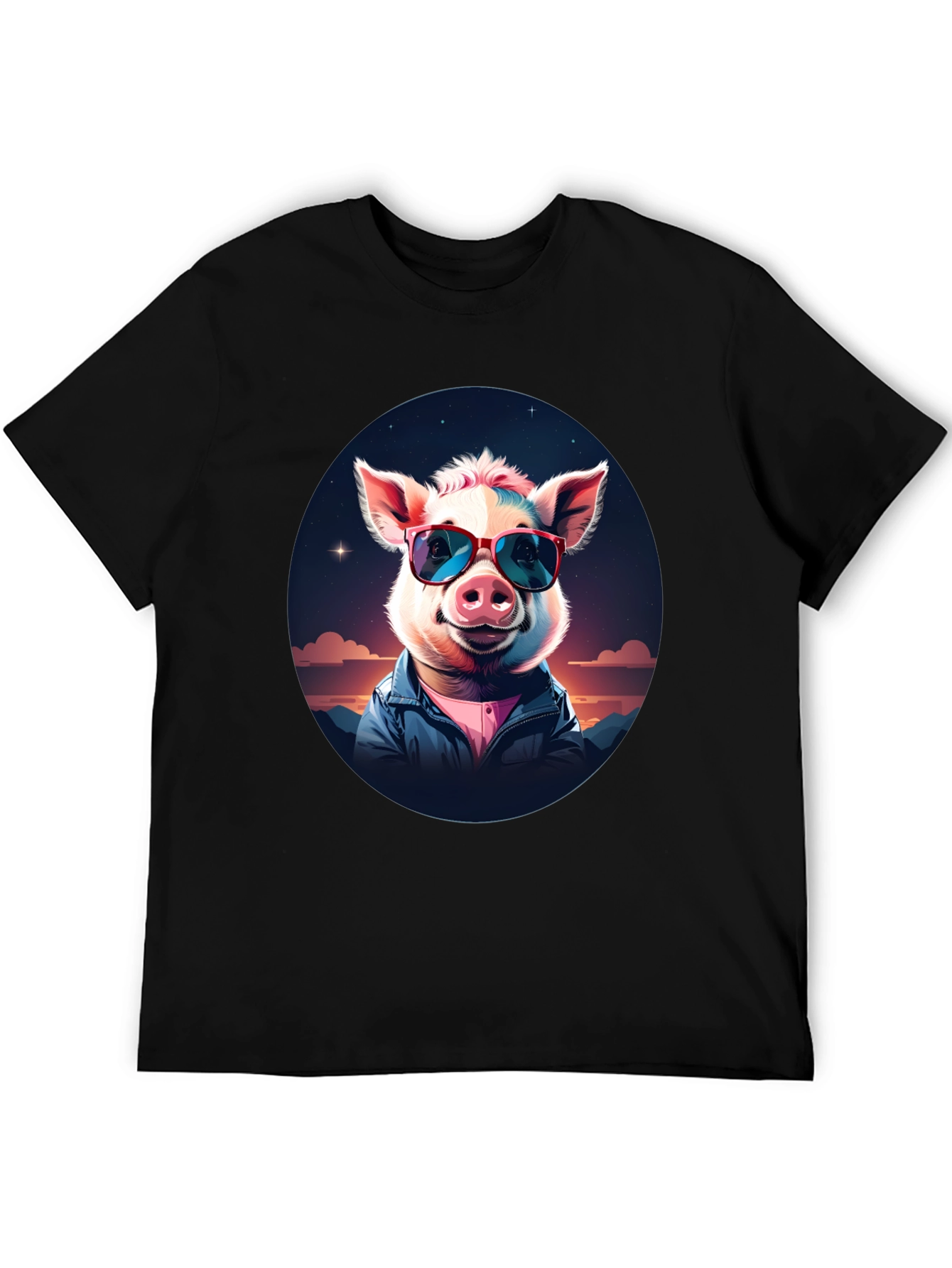 Cool Pig Graphic Tee - Stylish Unisex Black T-Shirt
