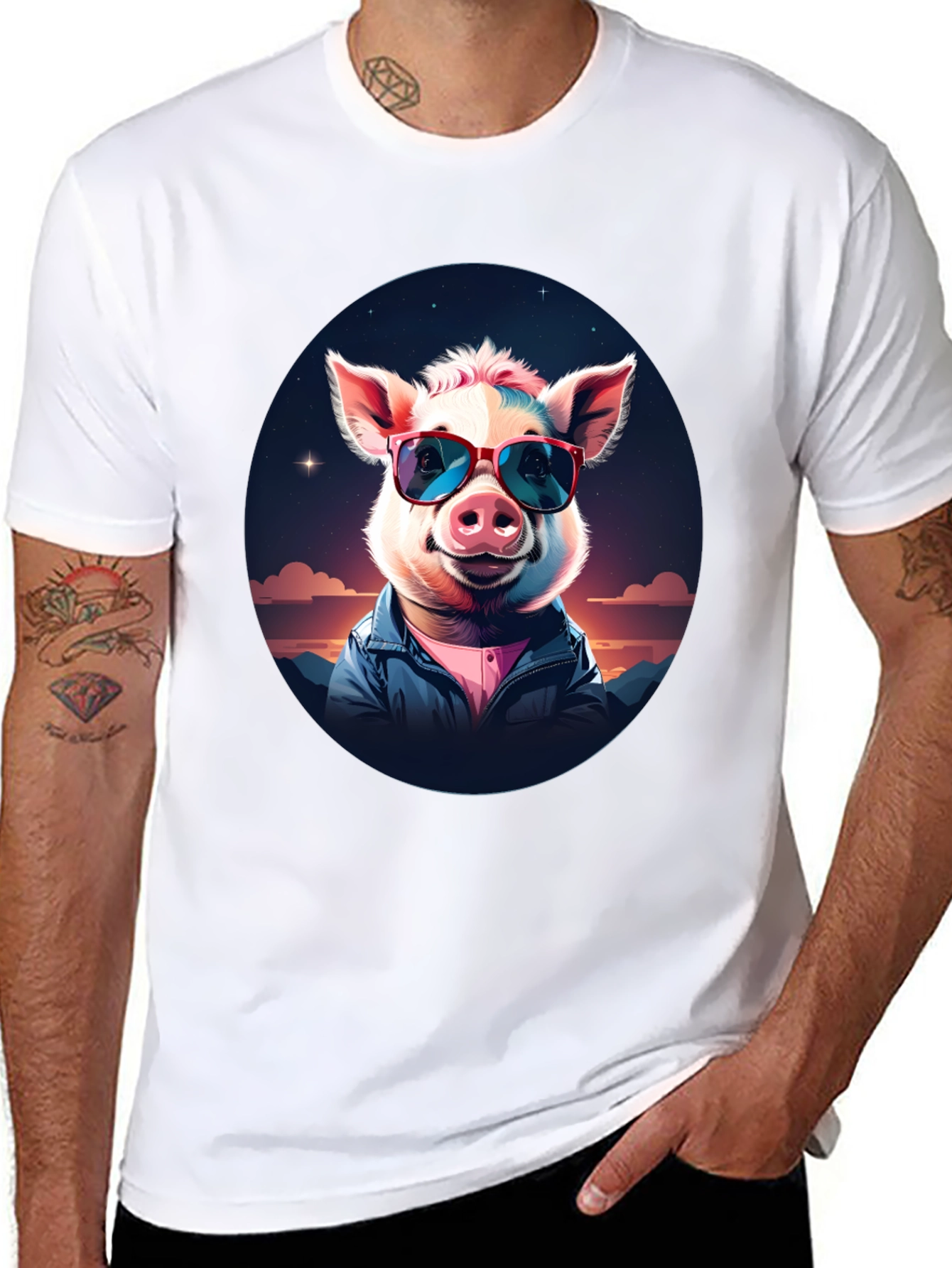 Cool Pig Graphic Tee - Stylish Unisex Black T-Shirt
