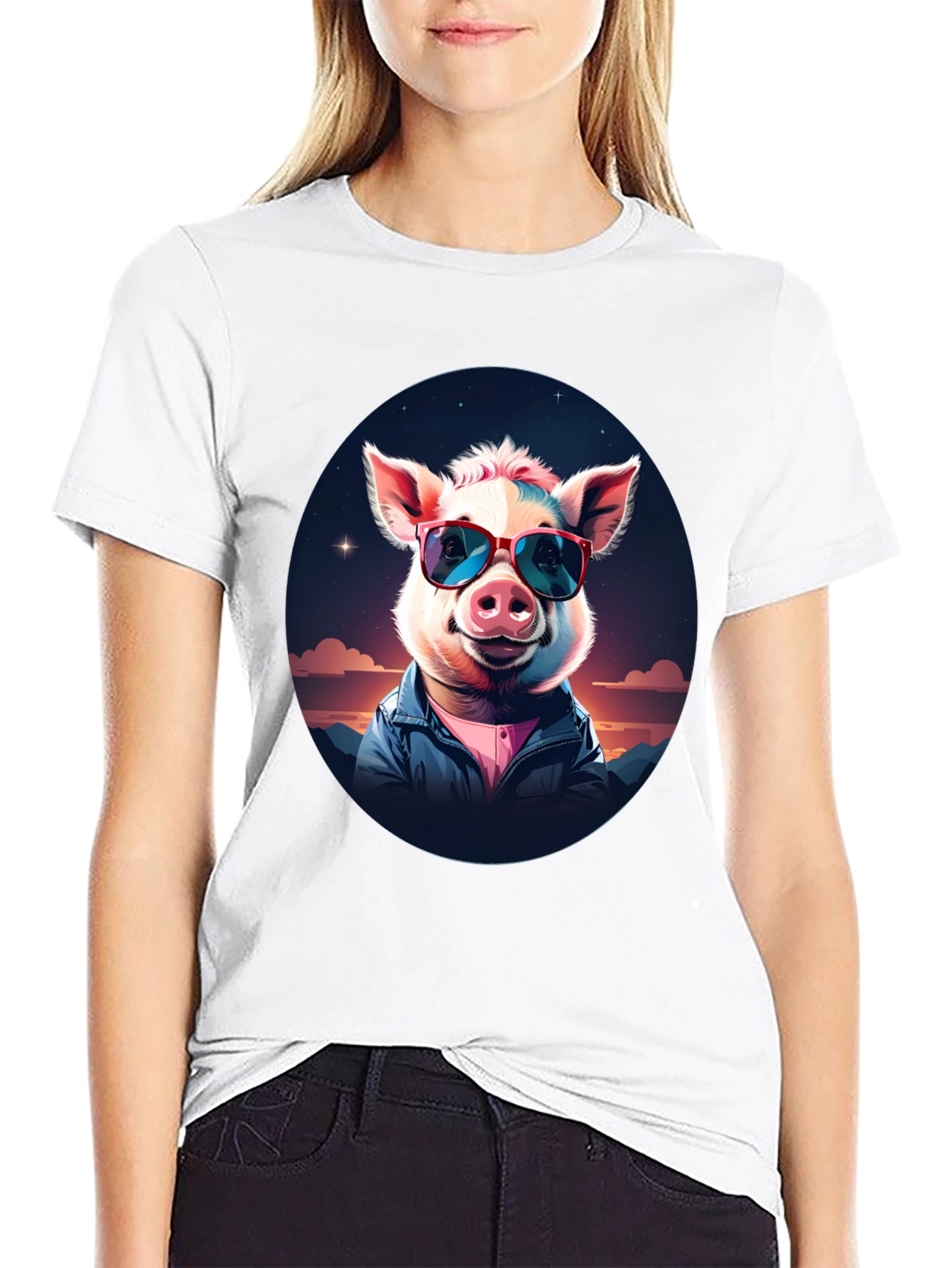 Cool Pig Graphic Tee - Stylish Unisex Black T-Shirt