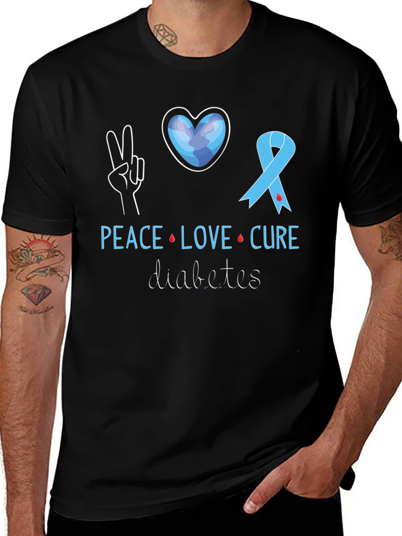 Peace Love Cure Diabetes Awareness T-Shirt
