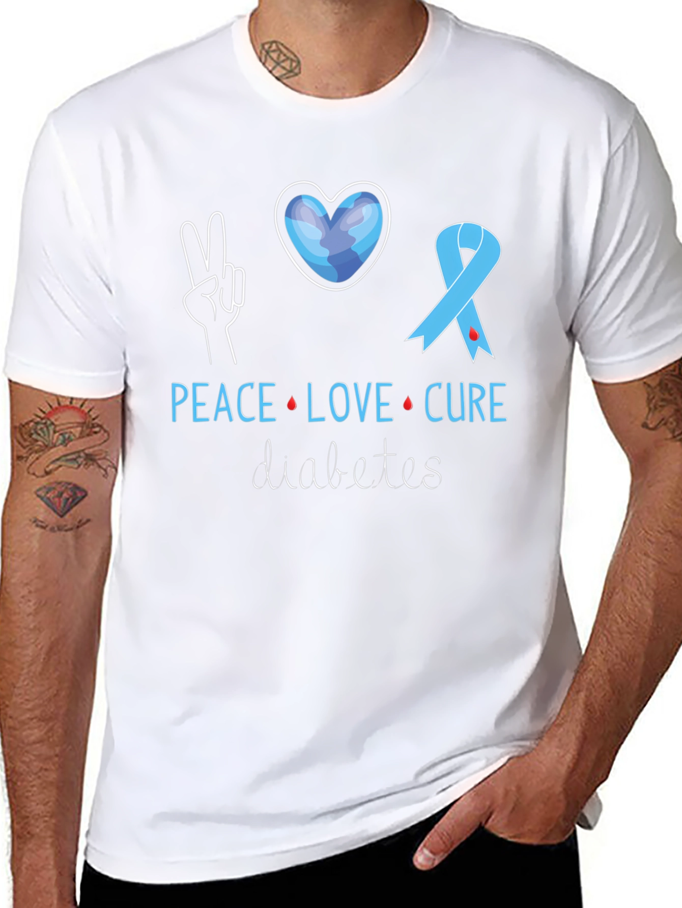 Peace Love Cure Diabetes Awareness T-Shirt