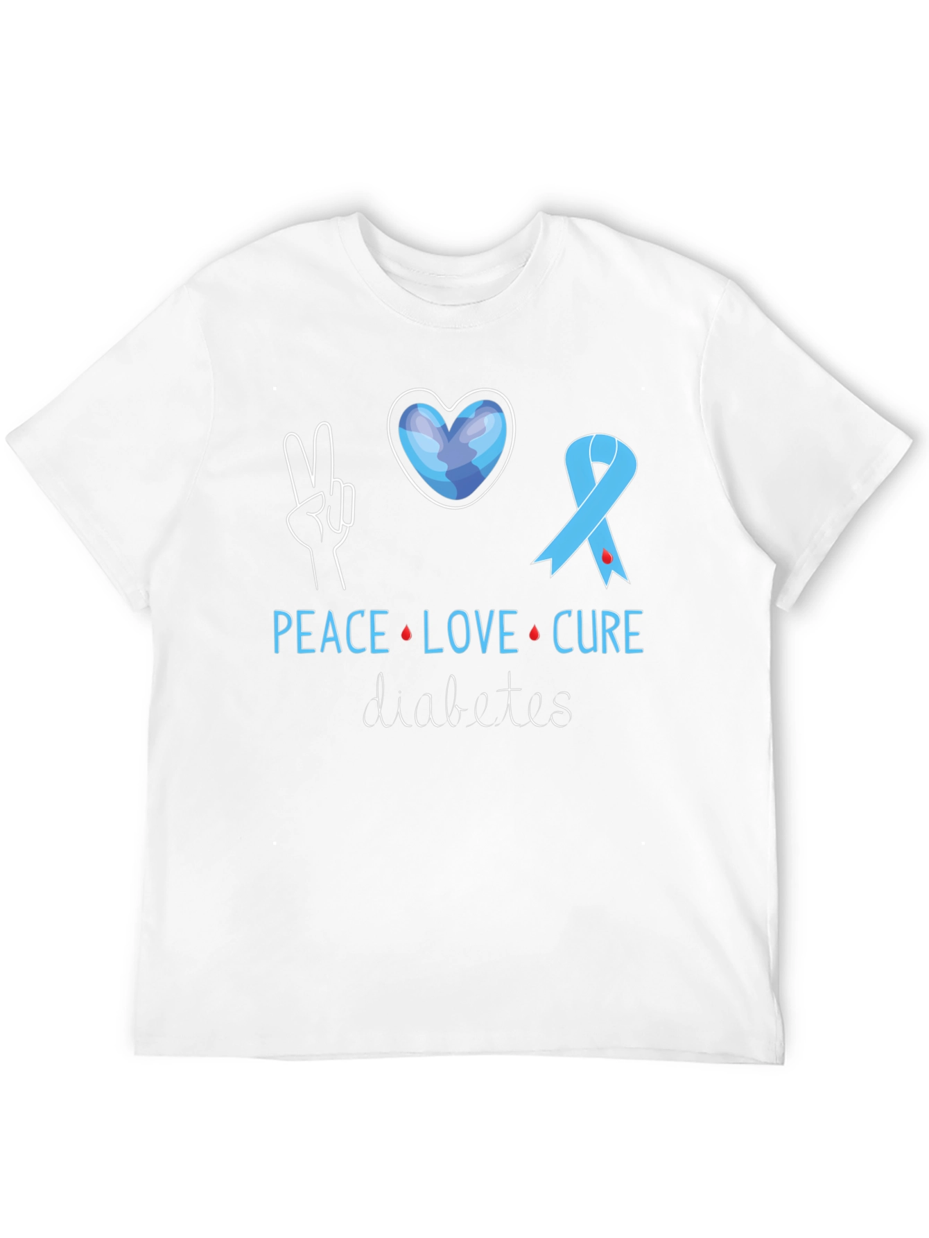 Peace Love Cure Diabetes Awareness T-Shirt