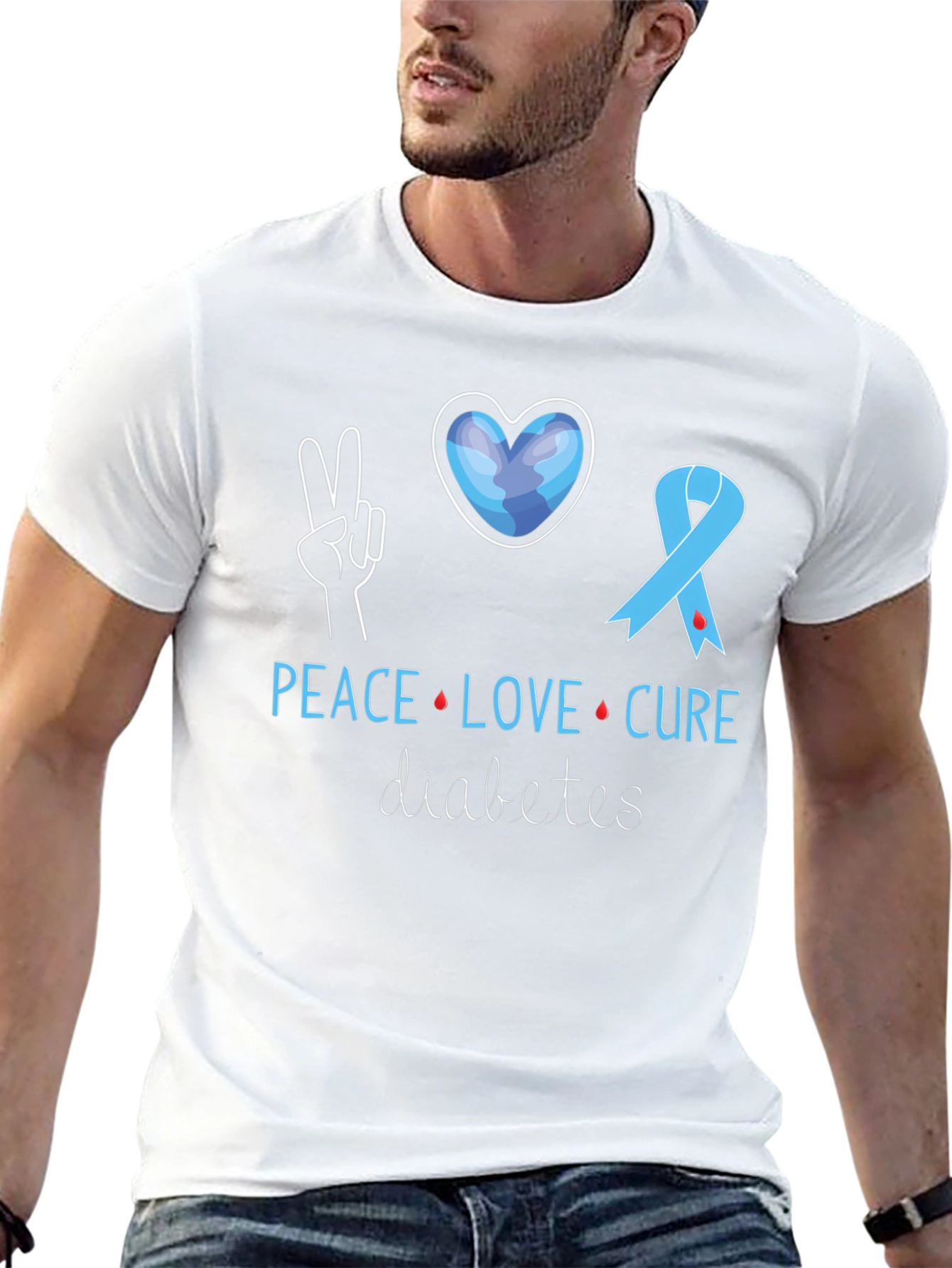 Peace Love Cure Diabetes Awareness T-Shirt
