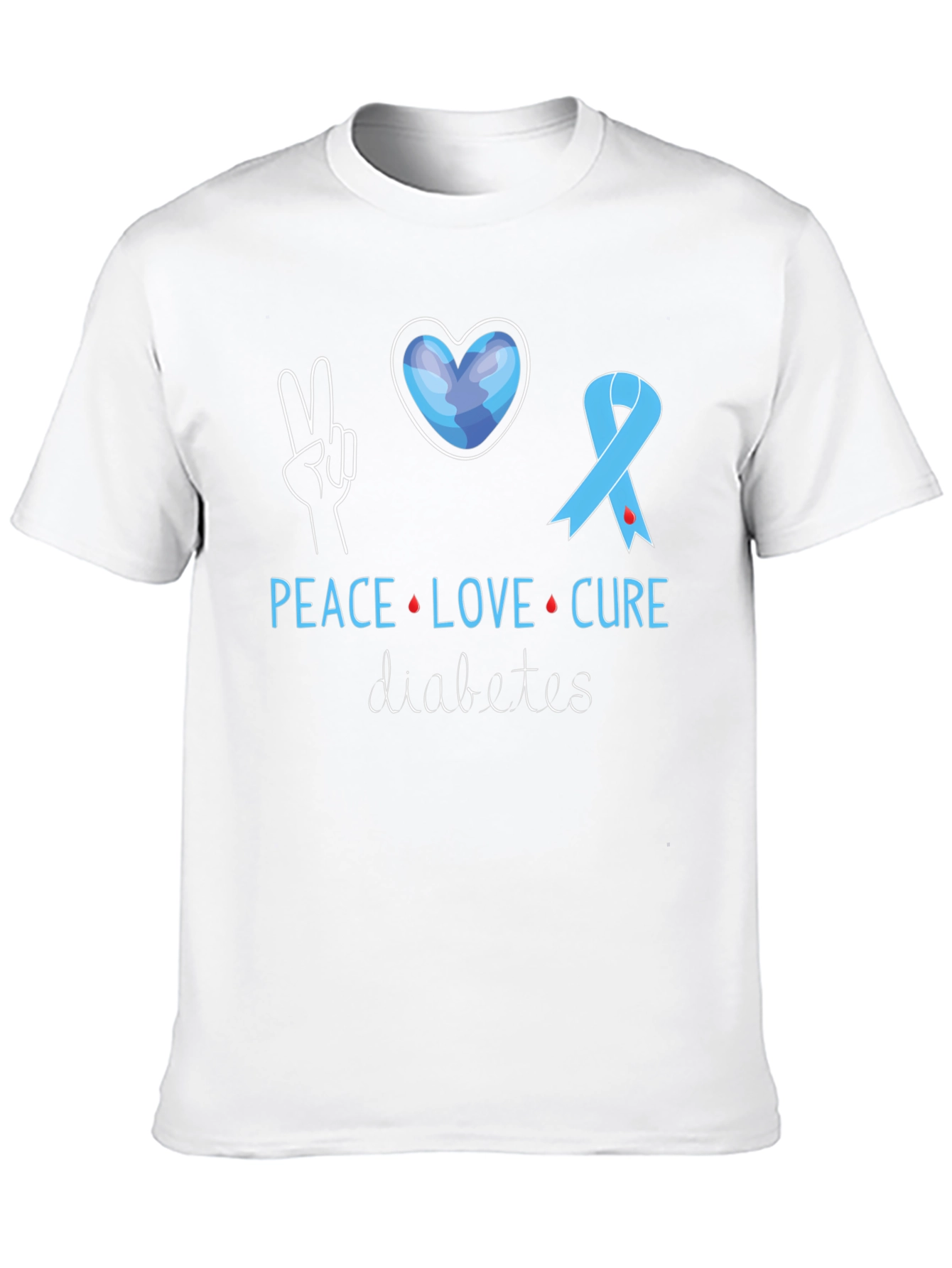 Peace Love Cure Diabetes Awareness T-Shirt