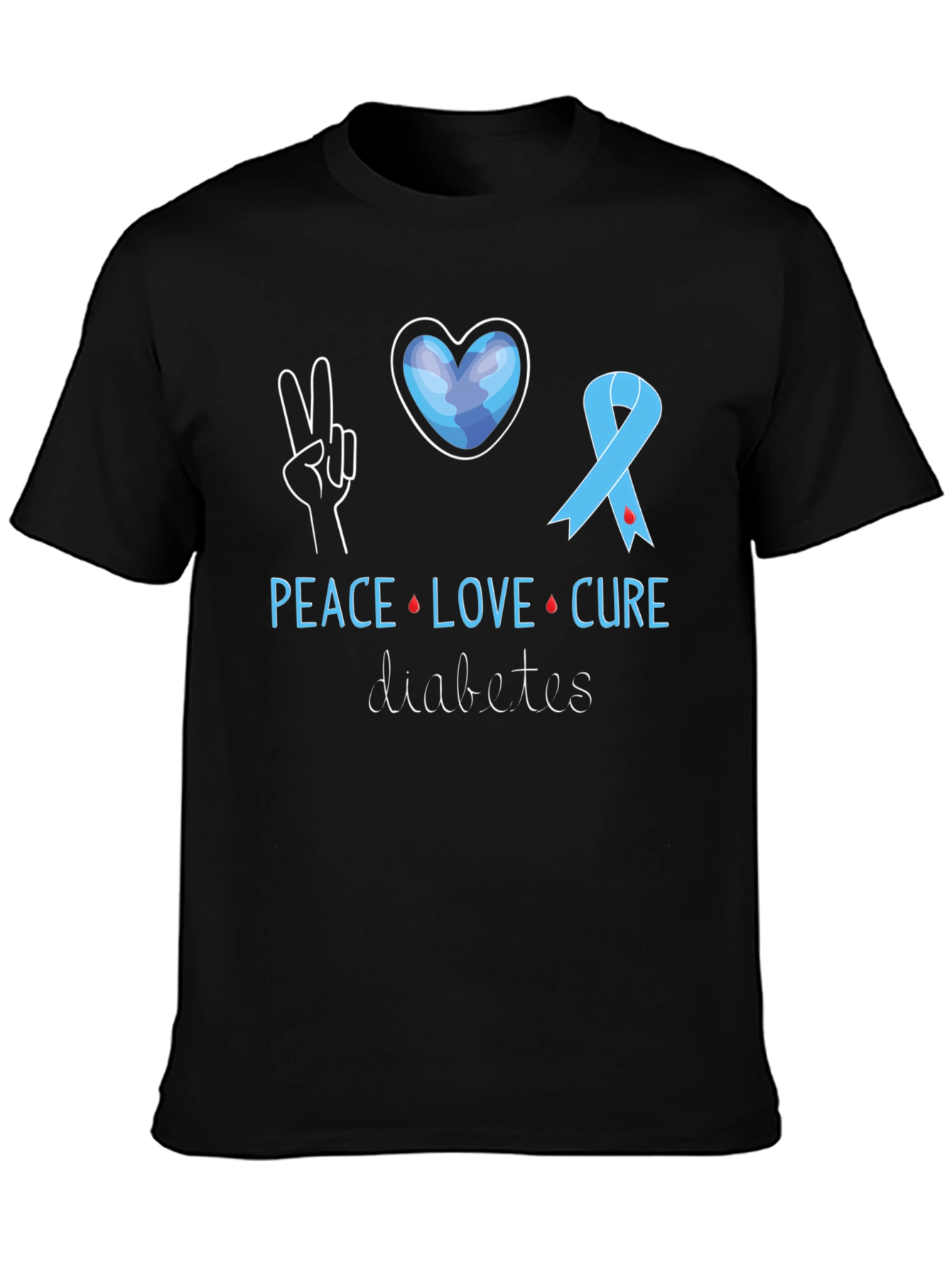 Peace Love Cure Diabetes Awareness T-Shirt