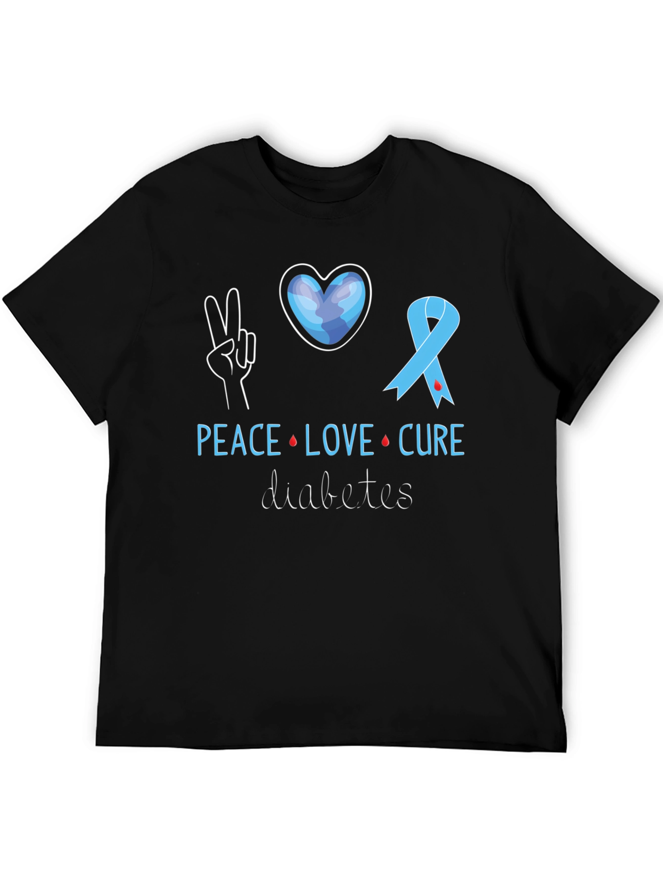 Peace Love Cure Diabetes Awareness T-Shirt