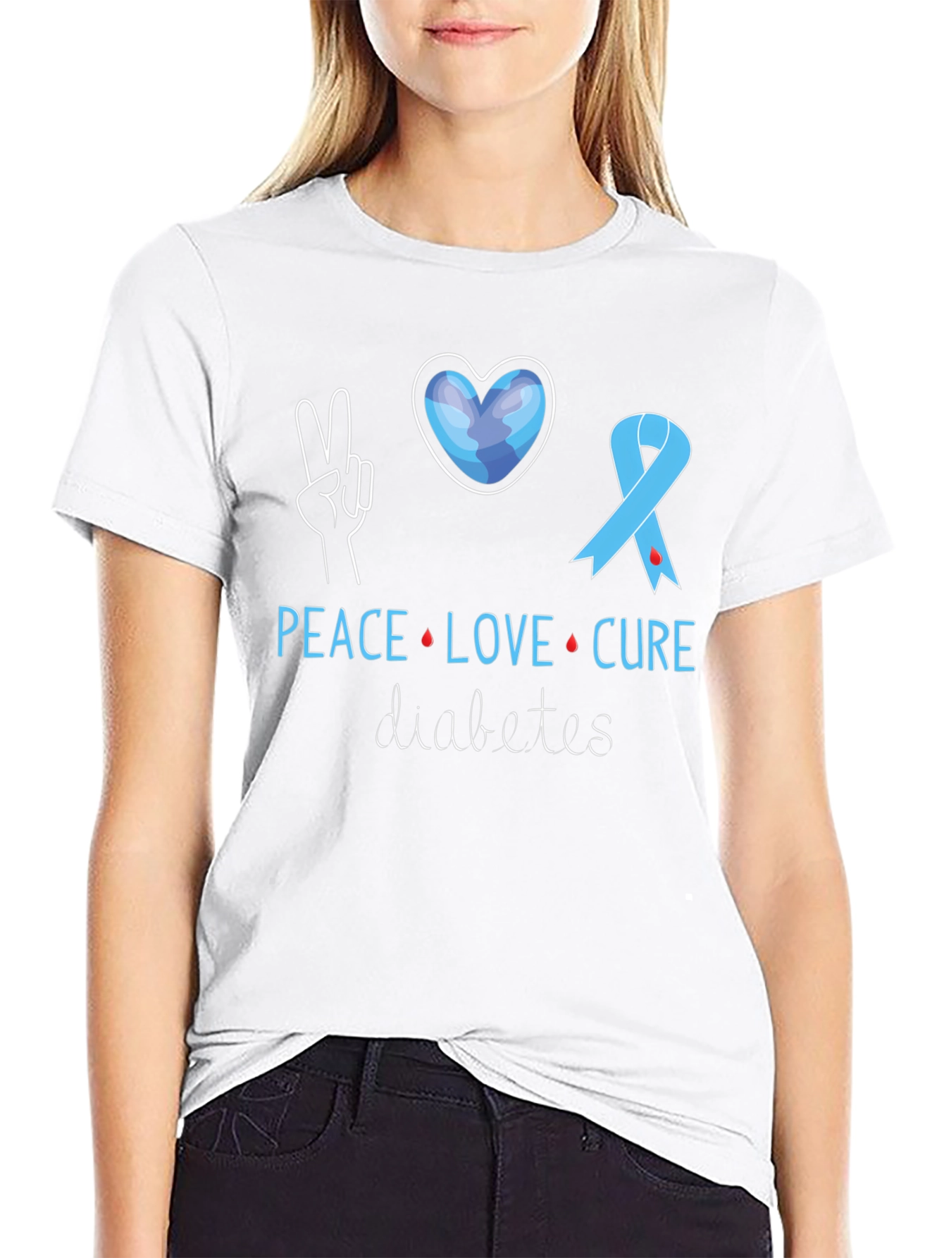 Peace Love Cure Diabetes Awareness T-Shirt