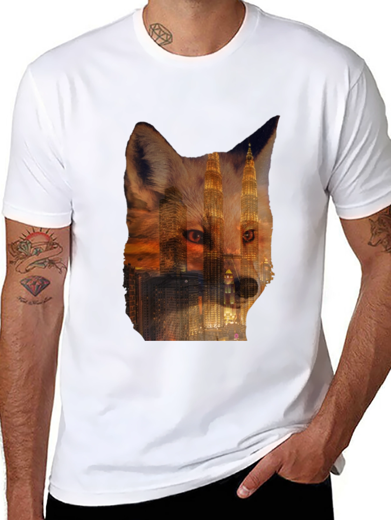 Fox Cityscape Graphic Black T-Shirt