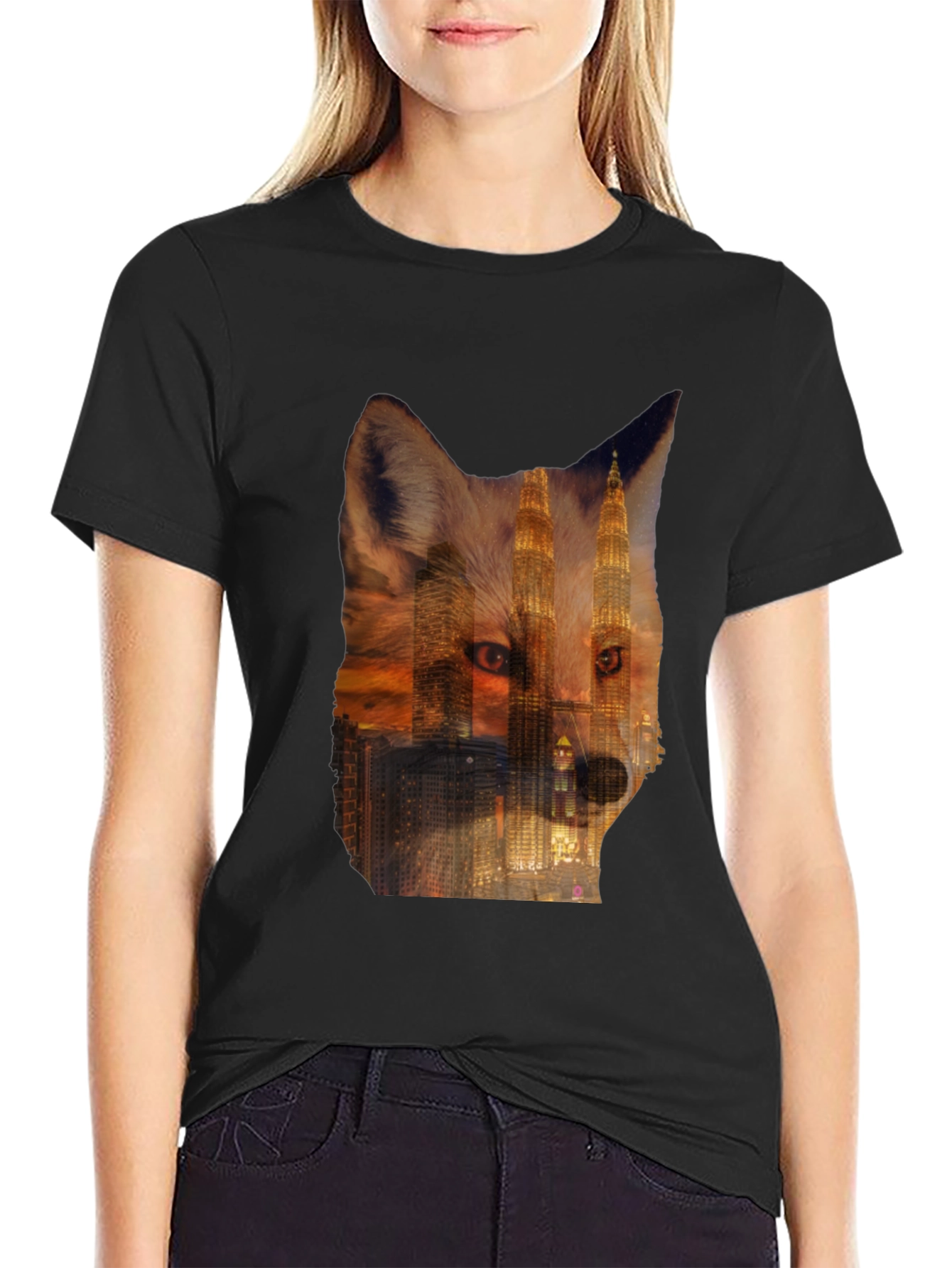 Fox Cityscape Graphic Black T-Shirt