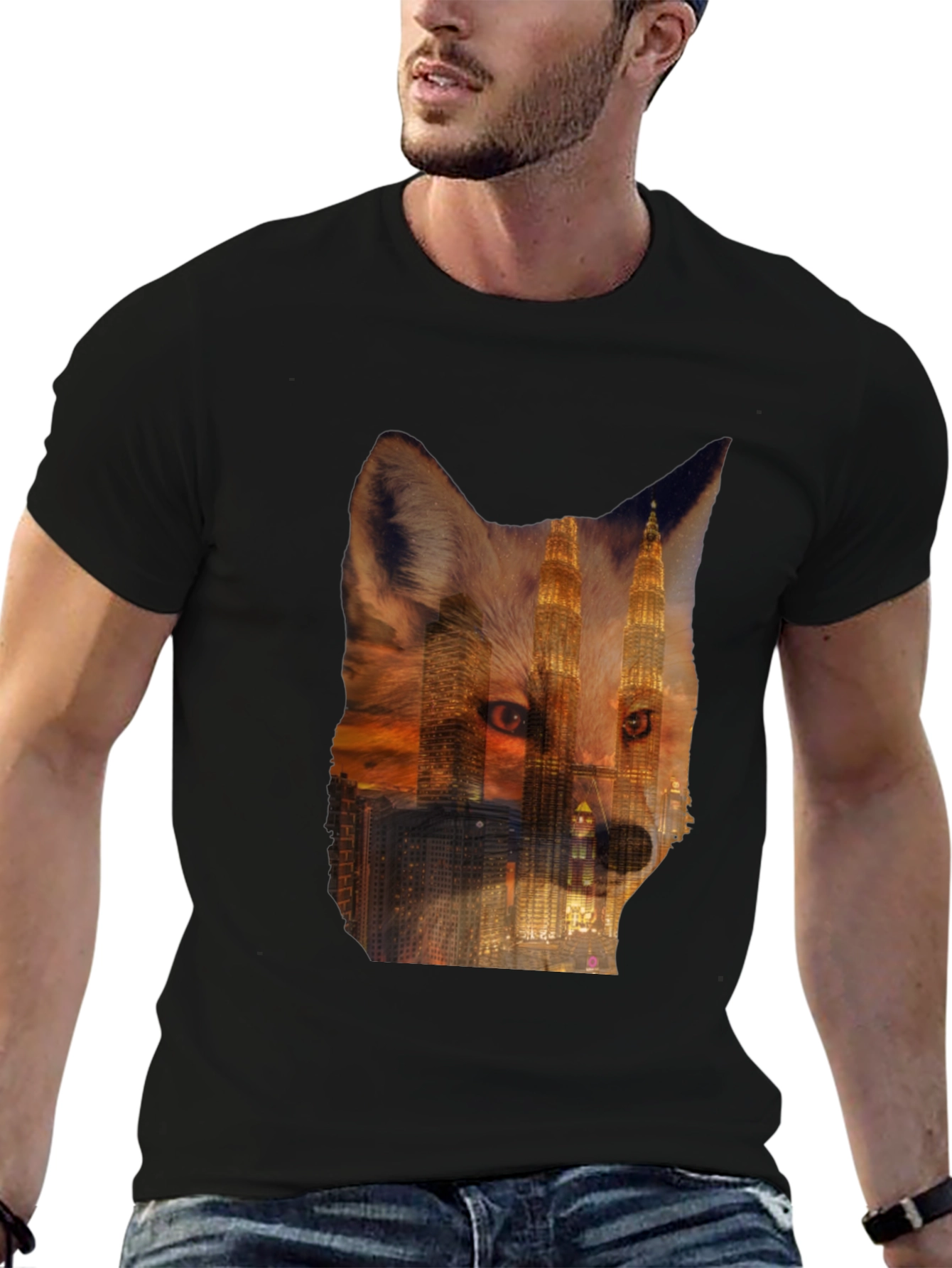 Fox Cityscape Graphic Black T-Shirt