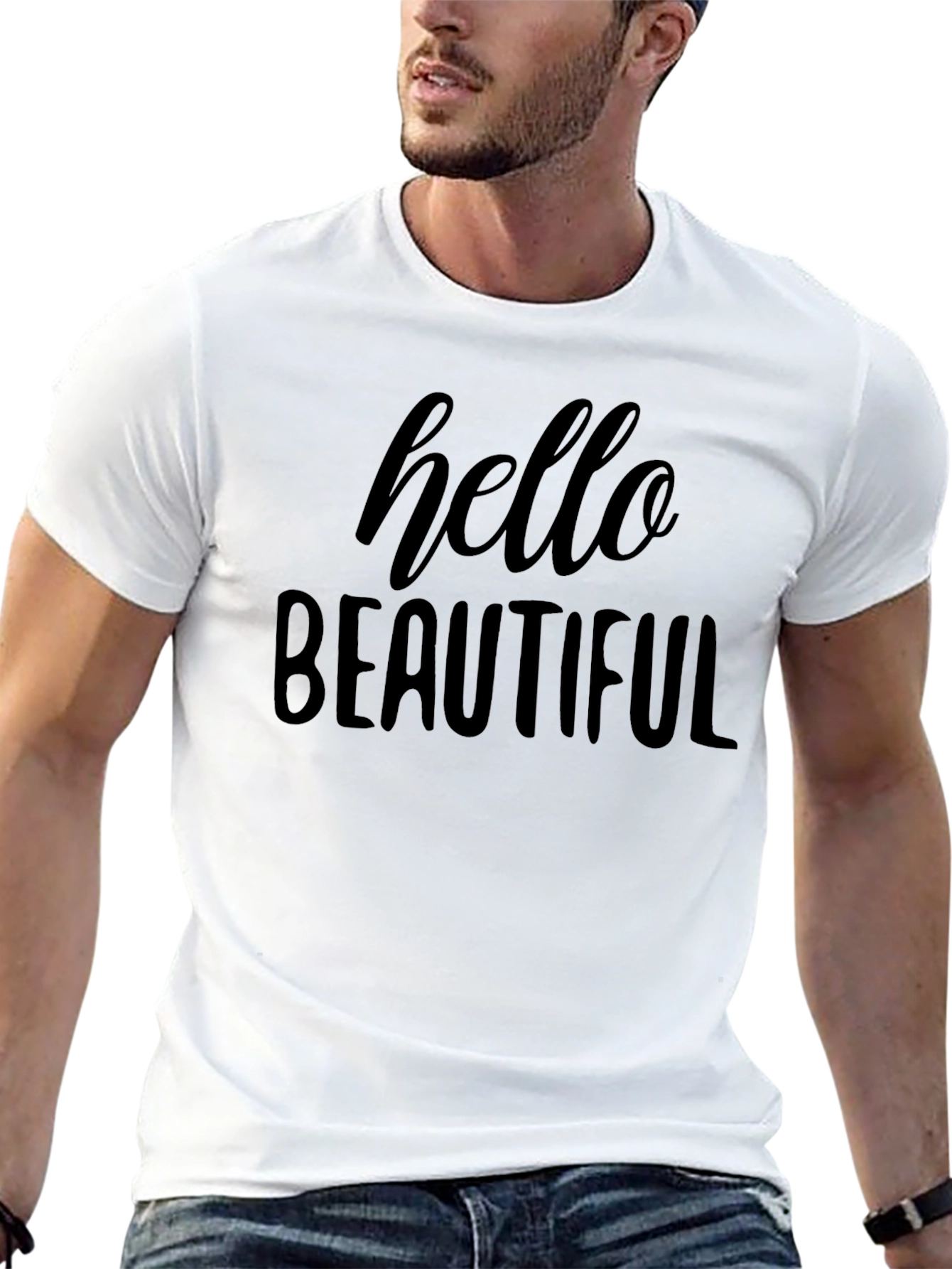 Hello Beautiful Graphic Tee - Soft Cotton Blend