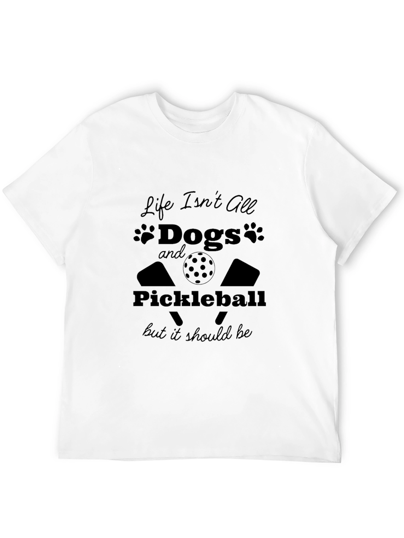 Dogs and Pickleball Black Graphic Tee