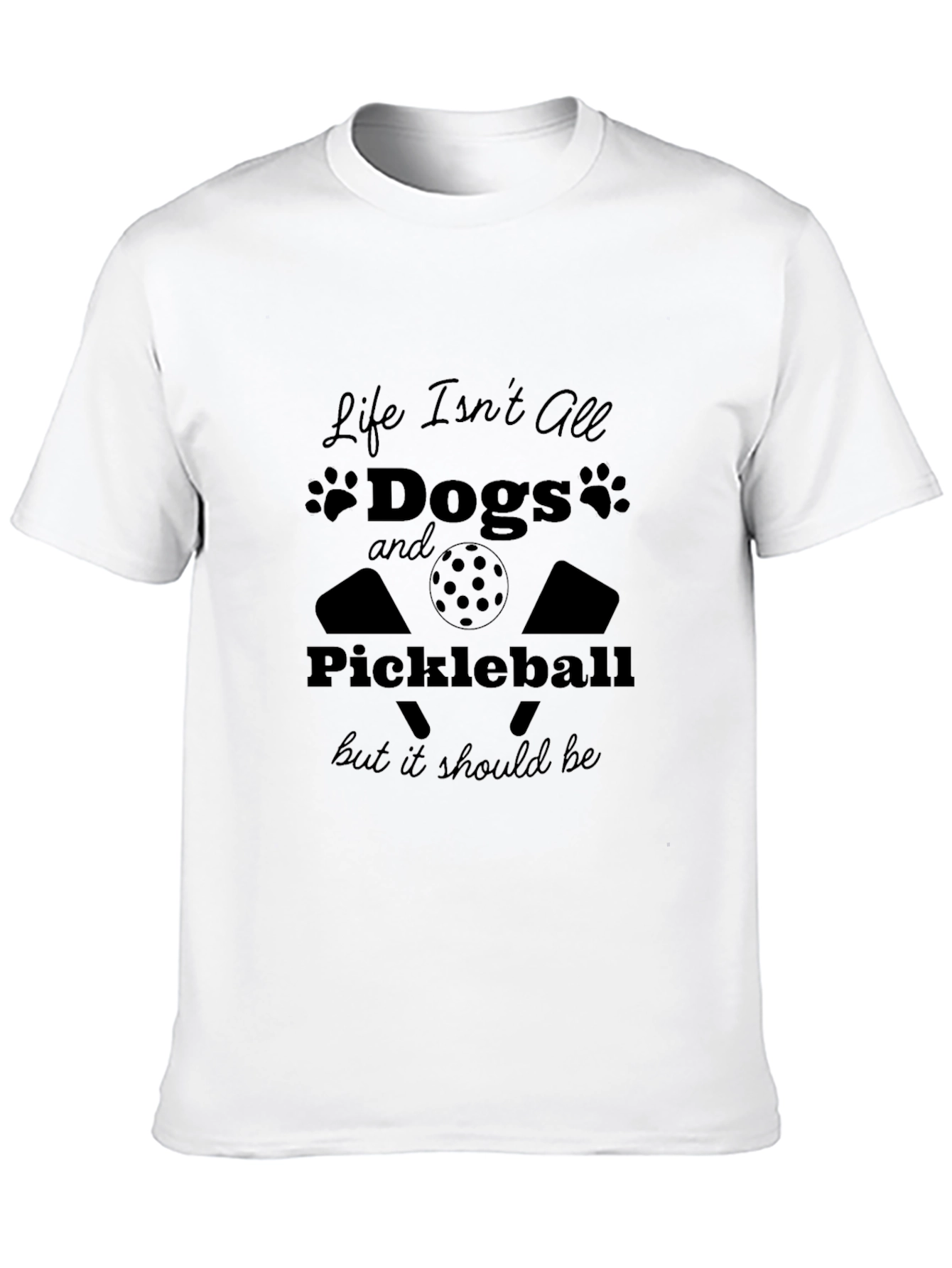 Dogs and Pickleball Black Graphic Tee