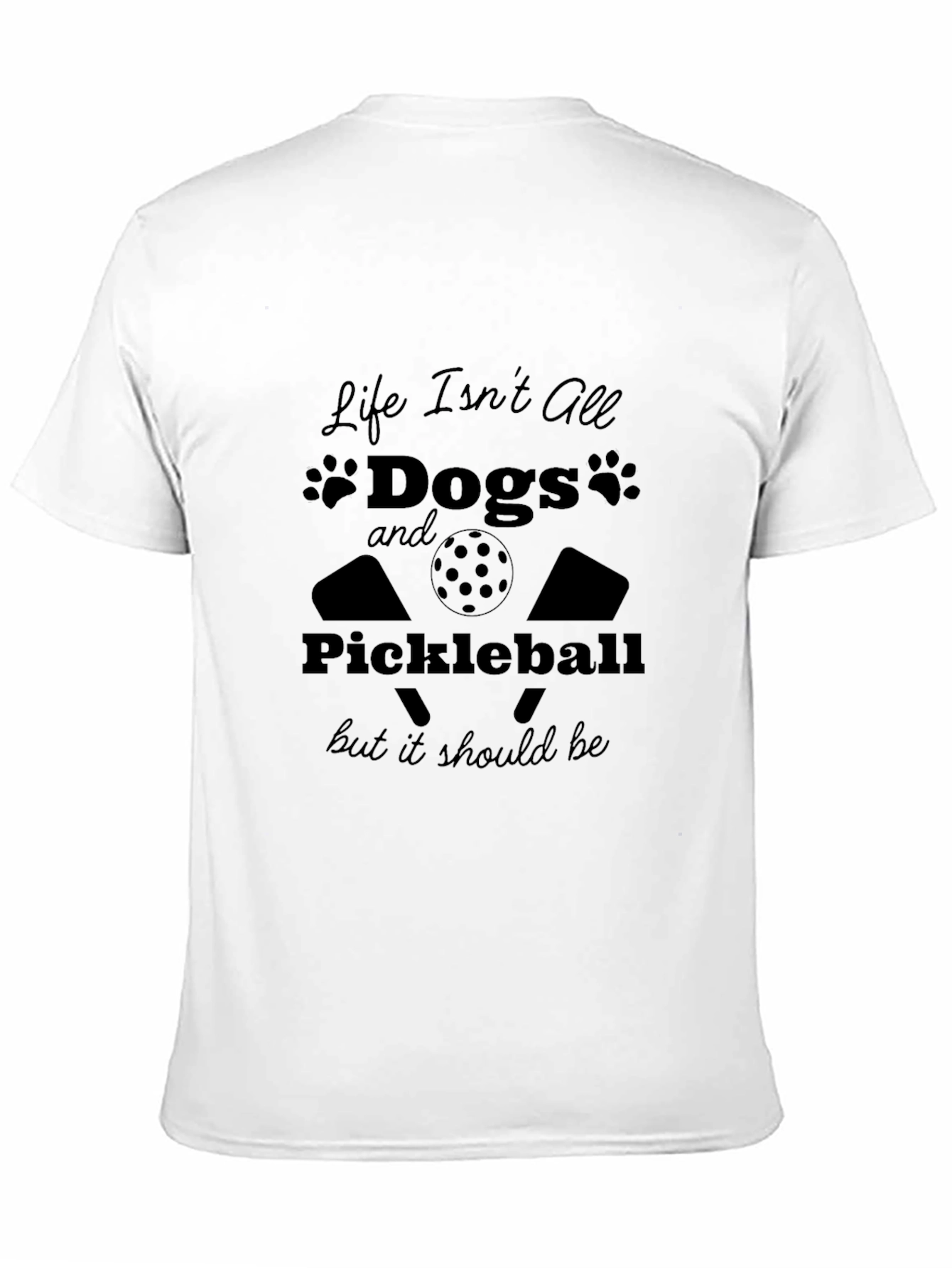 Dogs and Pickleball Black Graphic Tee