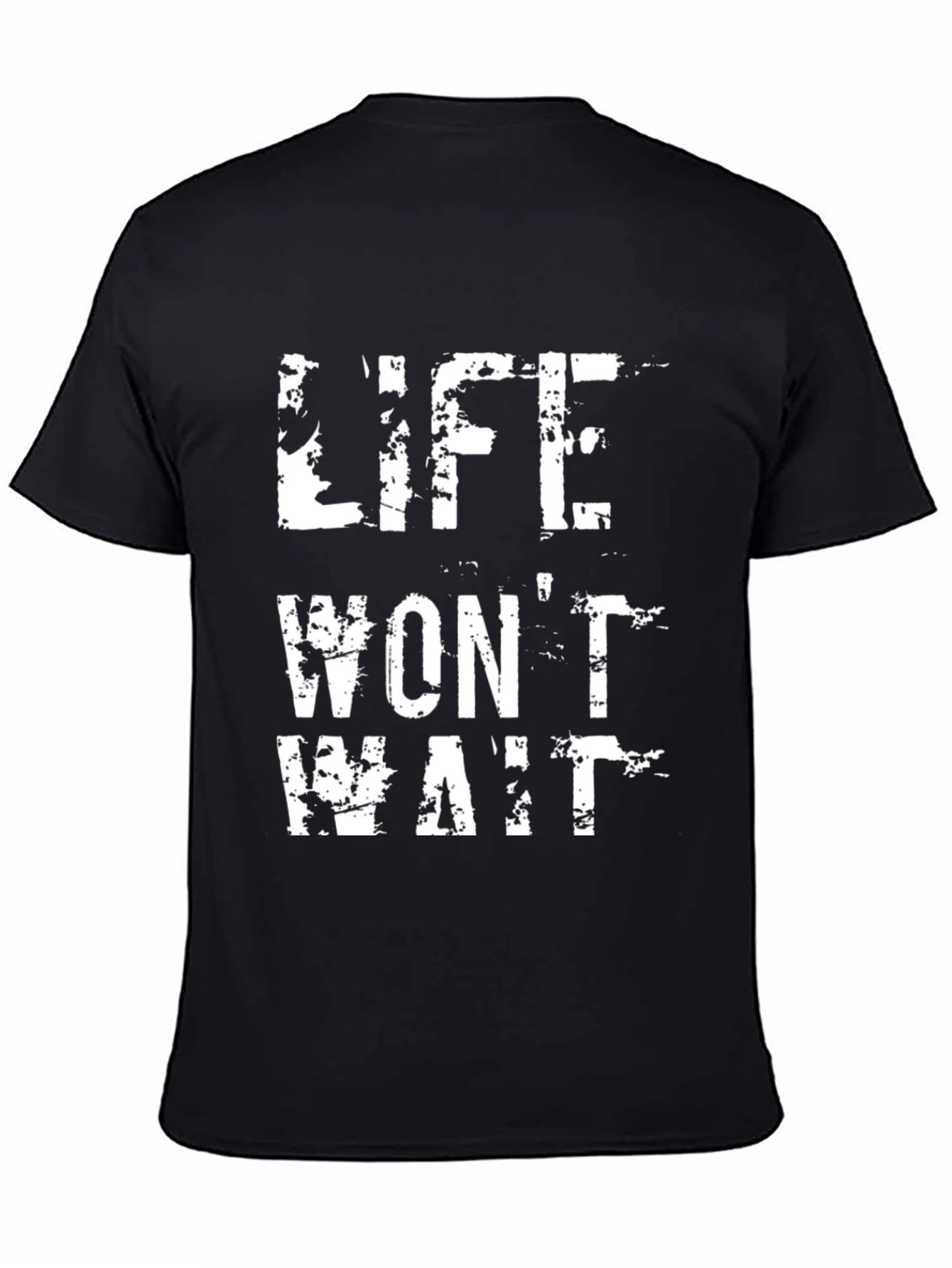 Life Wont Wait Black Graphic Tee