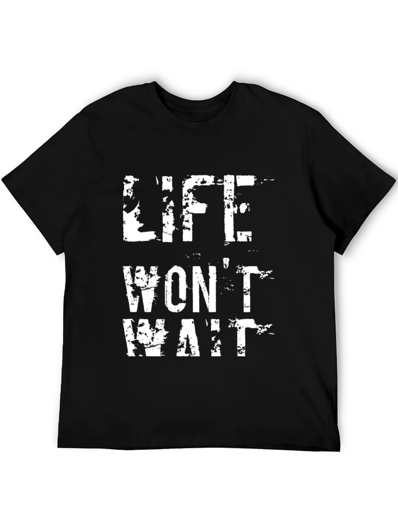 Life Wont Wait Black Graphic Tee