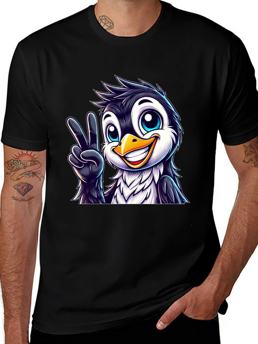 Peace Penguin Graphic Tee - Mens Black T-Shirt
