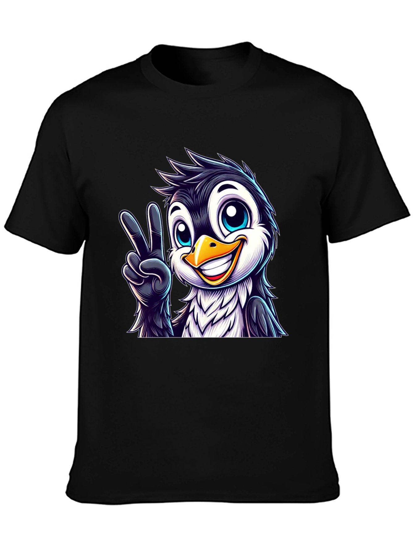 Peace Penguin Graphic Tee - Mens Black T-Shirt