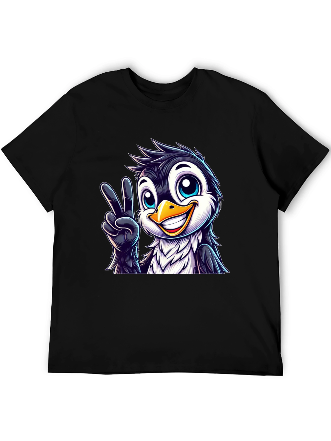 Peace Penguin Graphic Tee - Mens Black T-Shirt