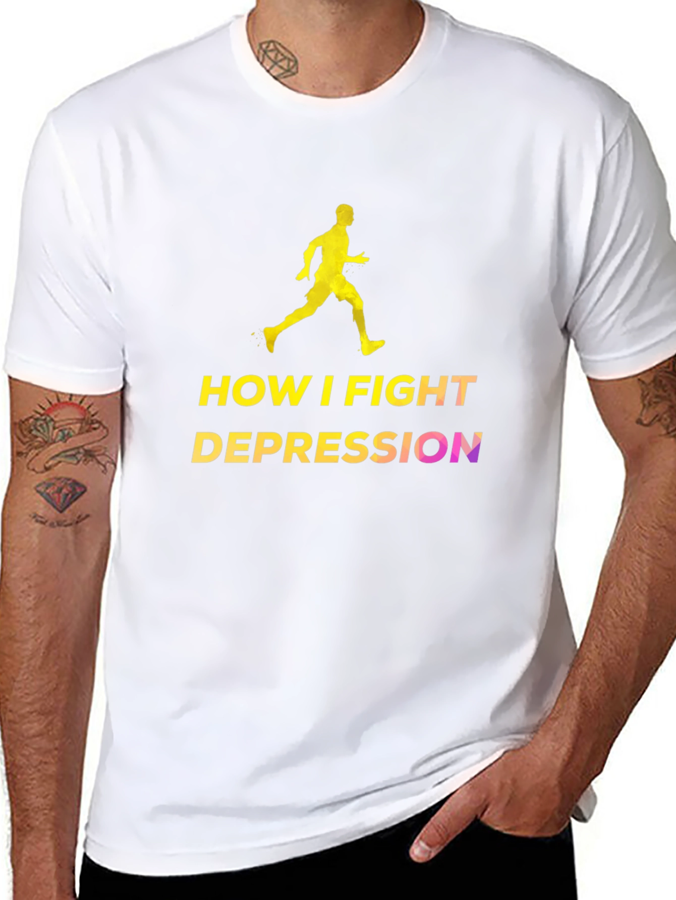 Fight Depression Tee - Running Man Design