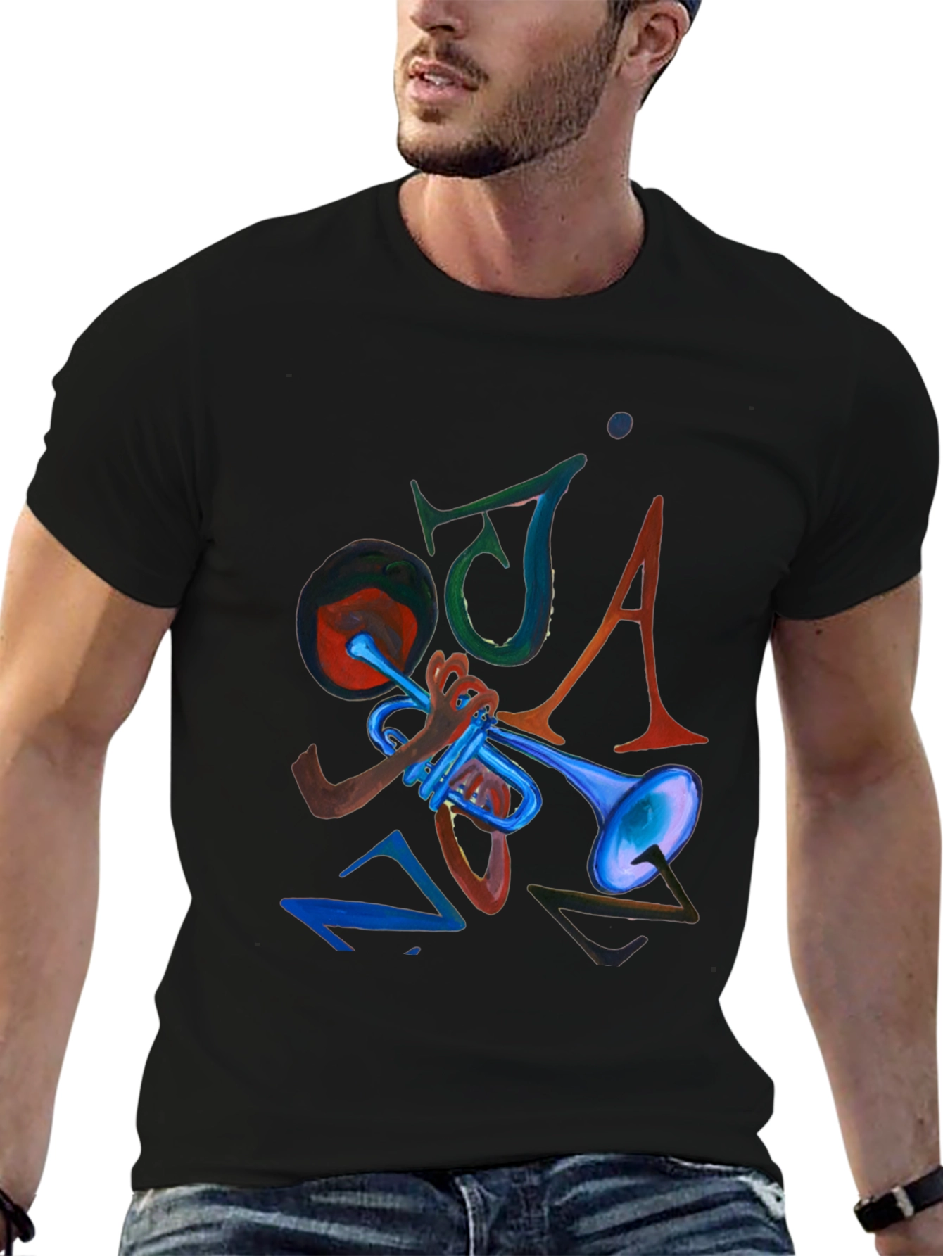 JAZZ Graphic Print Black Tee