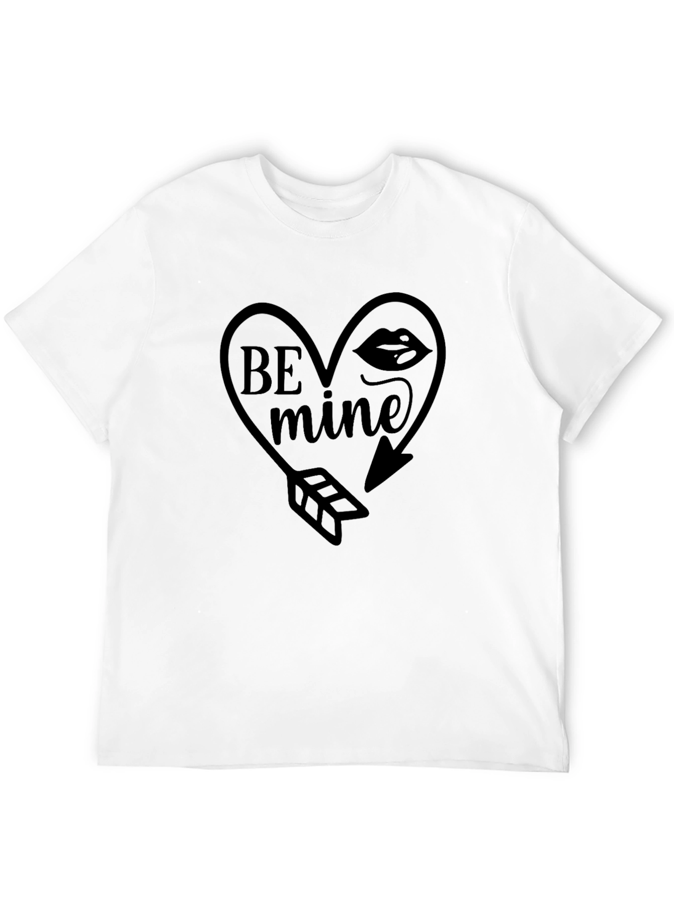 Be Mine Heart Arrow Graphic Black T-Shirt