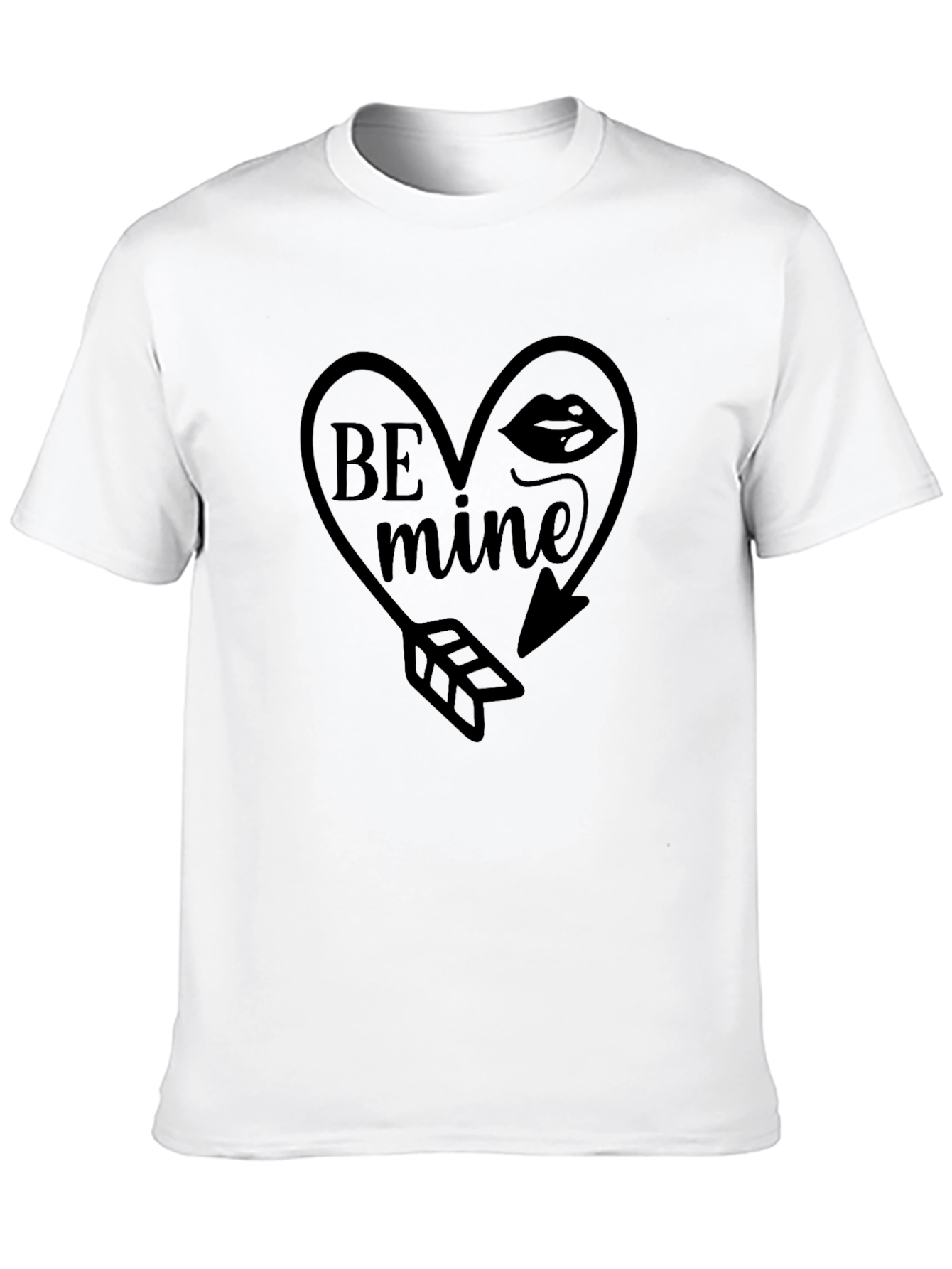 Be Mine Heart Arrow Graphic Black T-Shirt