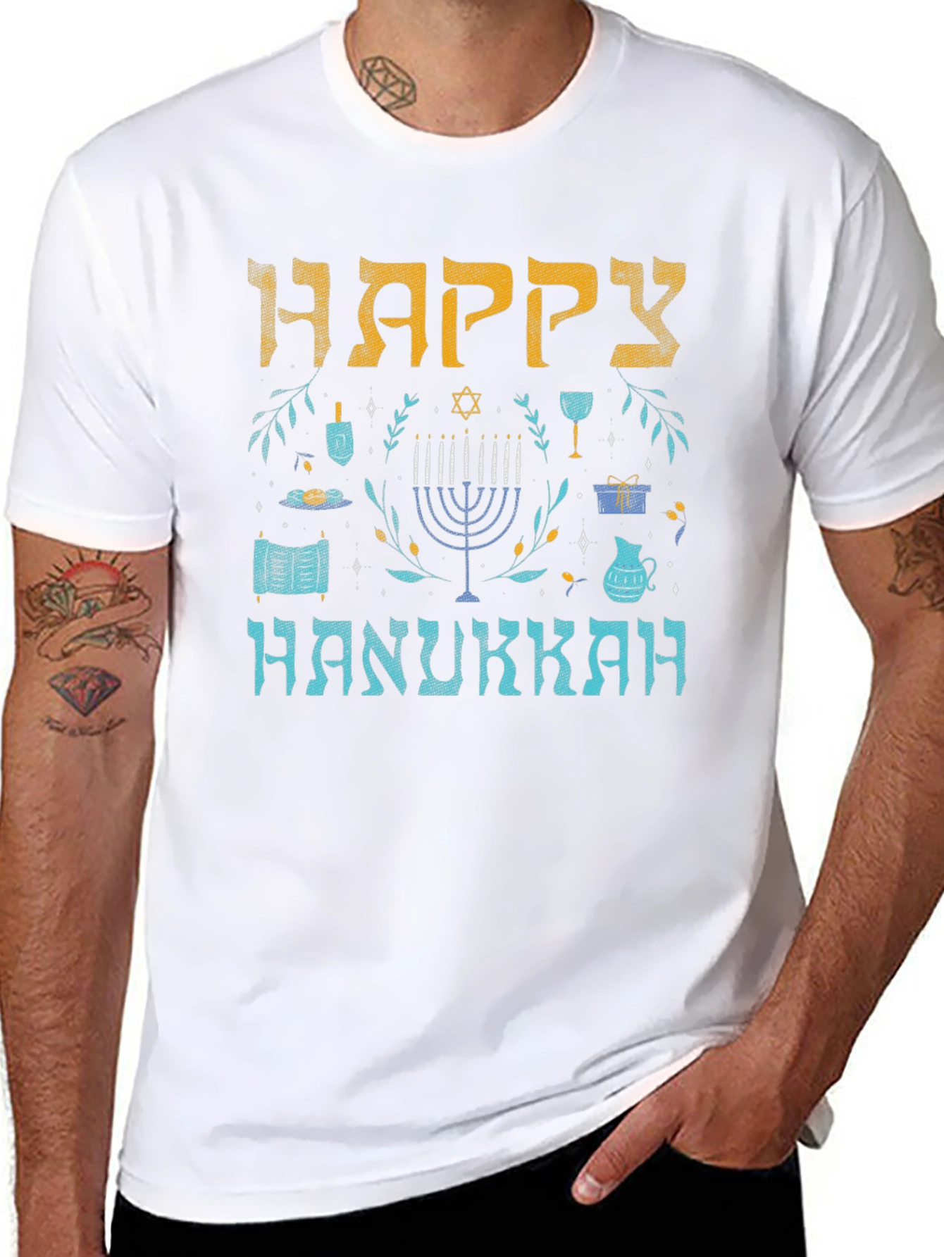 Happy Hanukkah Graphic Print T-Shirt